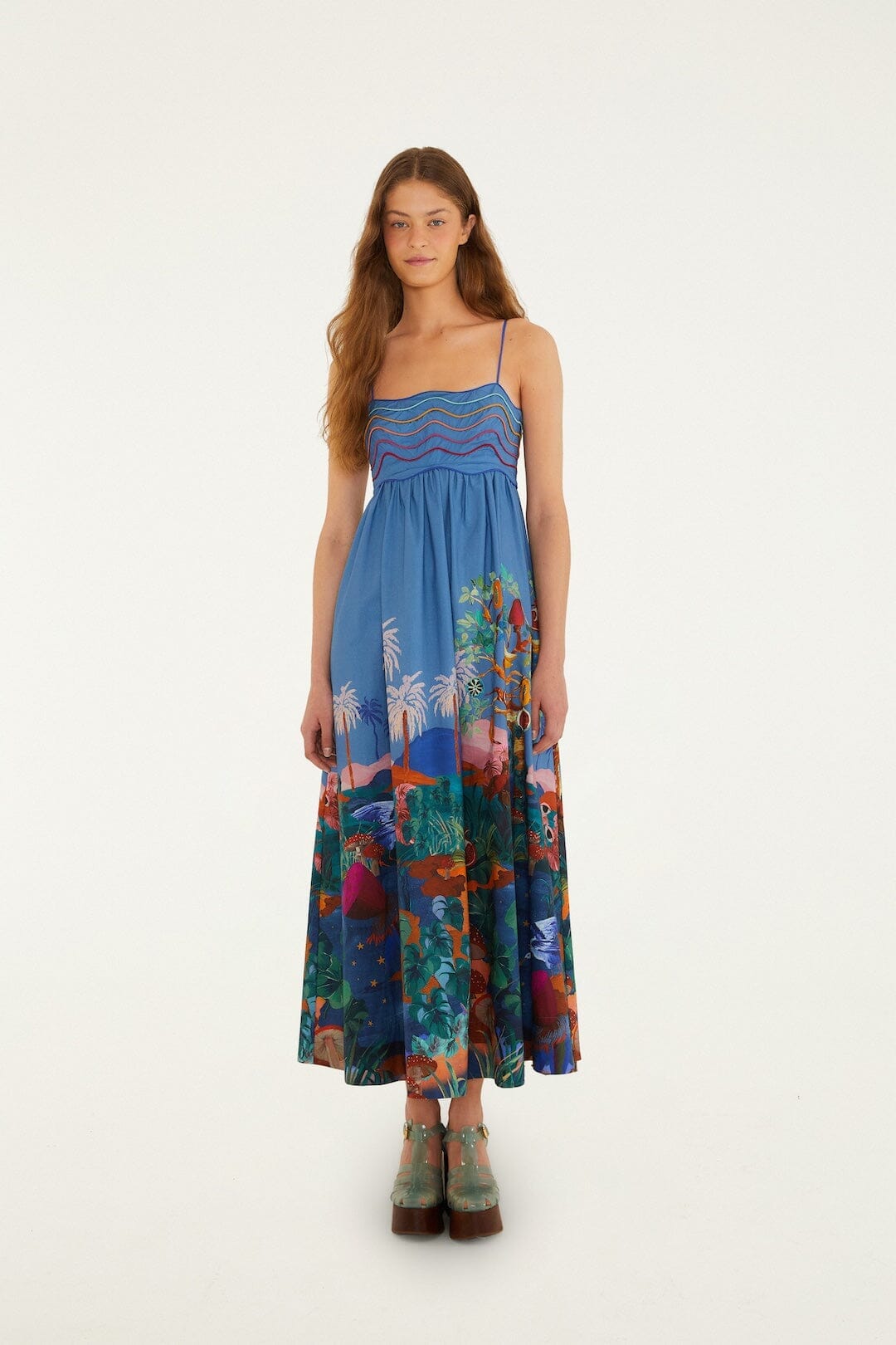 Multicolor Dream Landscape Sleeveless Maxi Dress