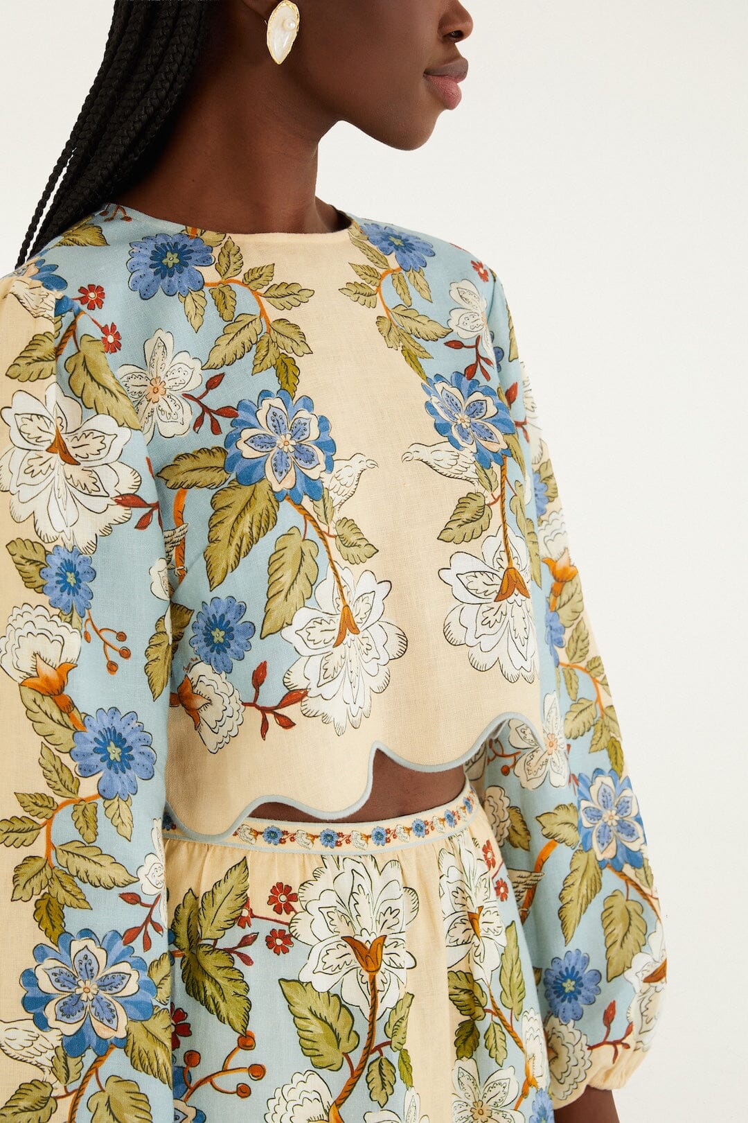 Green Garden Scarf Euroflax Premium Linen Blouse