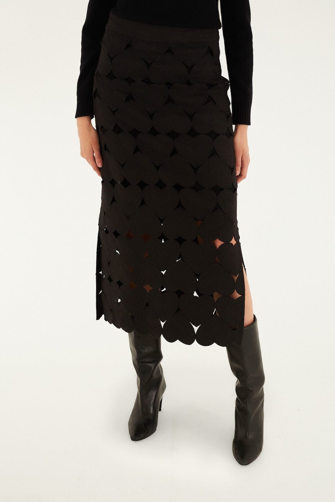 Black Hearts Euroflax Premium Linen Midi Skirt