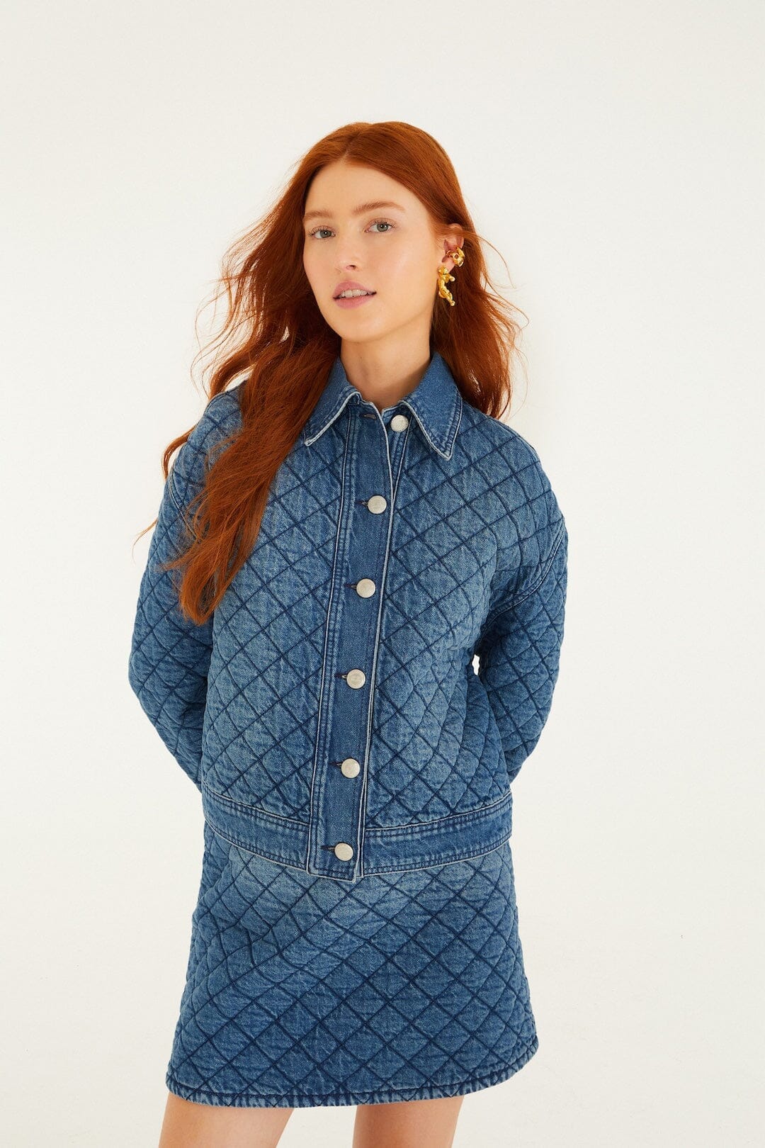 Denim Quilted Mini Skirt