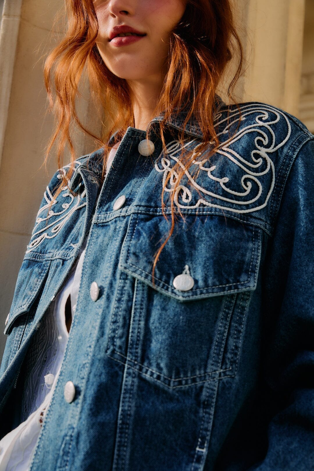 Denim Cornely Buttoned Embroidered Jacket