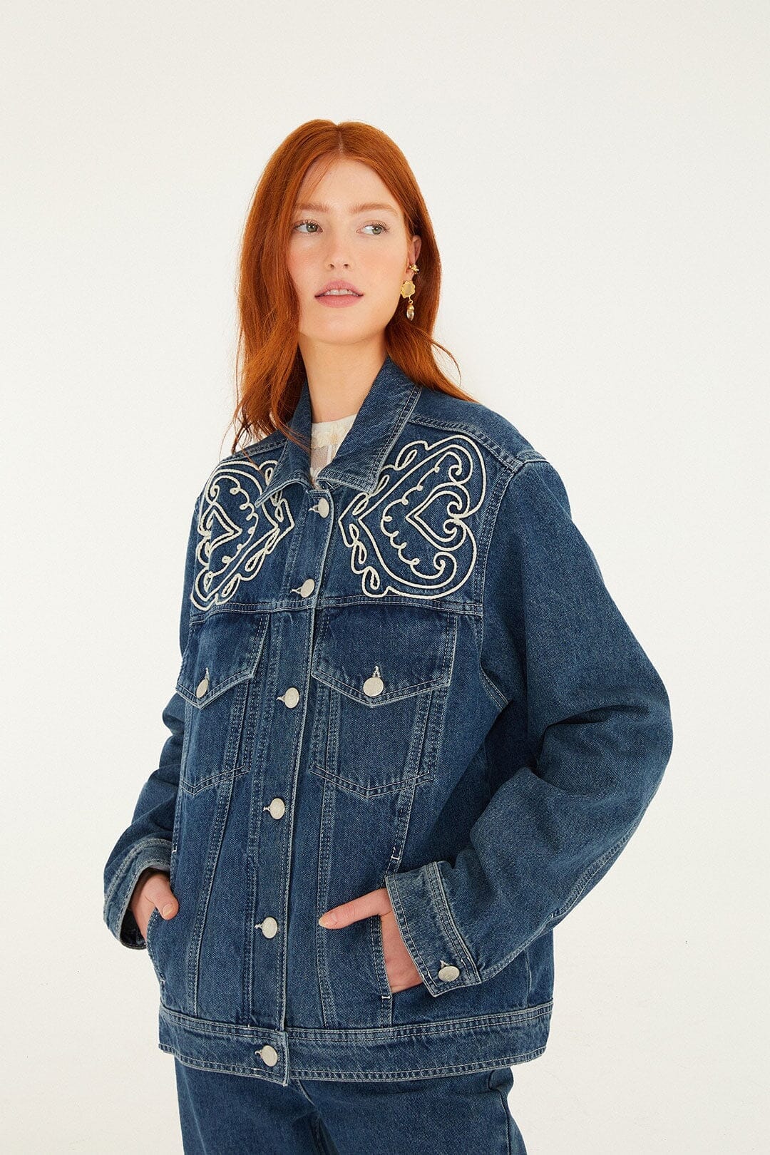 Denim Cornely Buttoned Embroidered Jacket