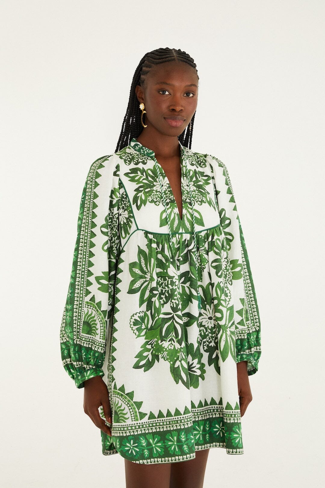 Green Flora Tapestry Lenzing Ecovero Euroflax Mini Dress