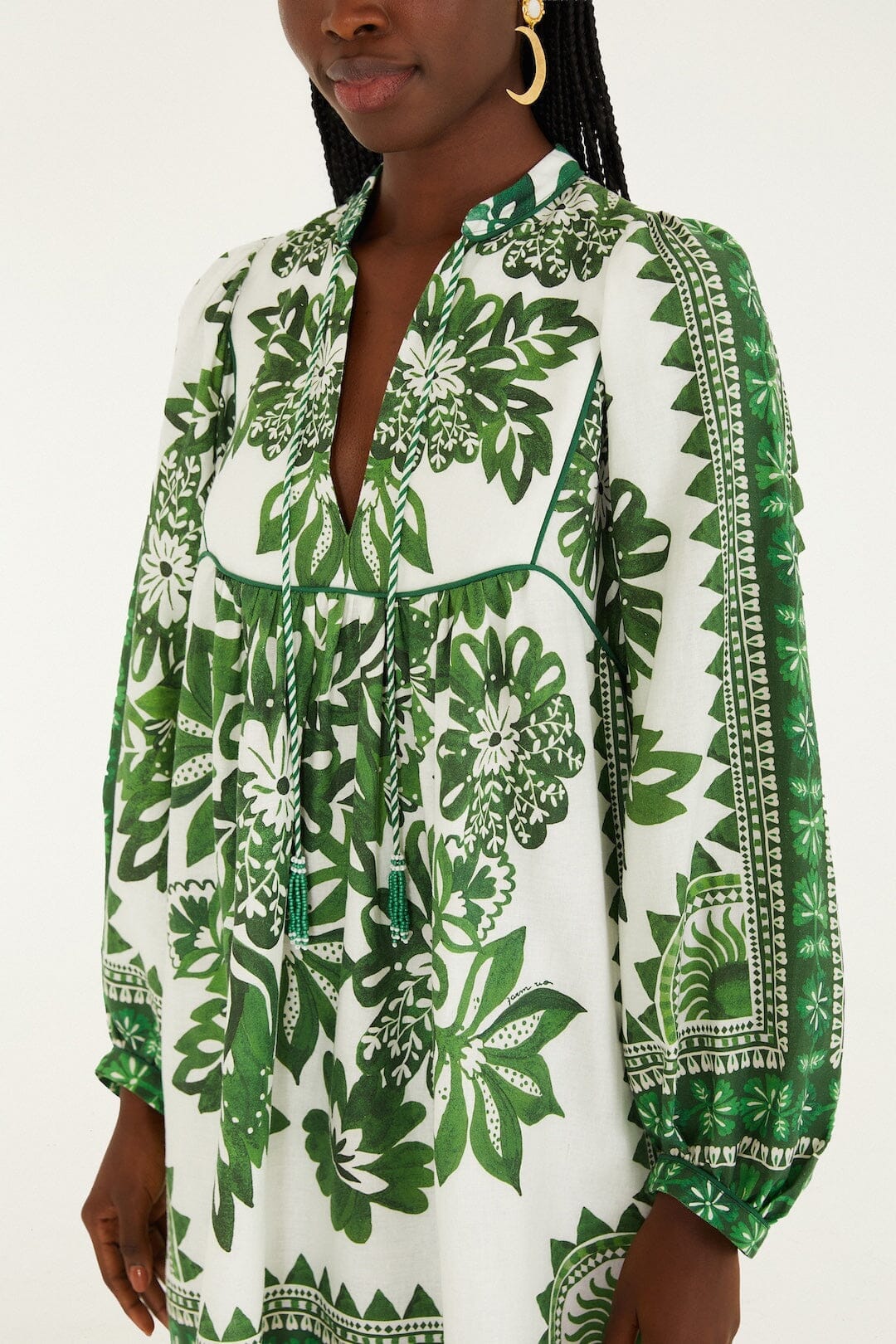 Green Flora Tapestry Lenzing Ecovero Euroflax Mini Dress