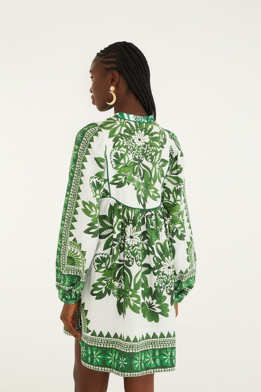 Green Flora Tapestry Lenzing Ecovero Euroflax Mini Dress