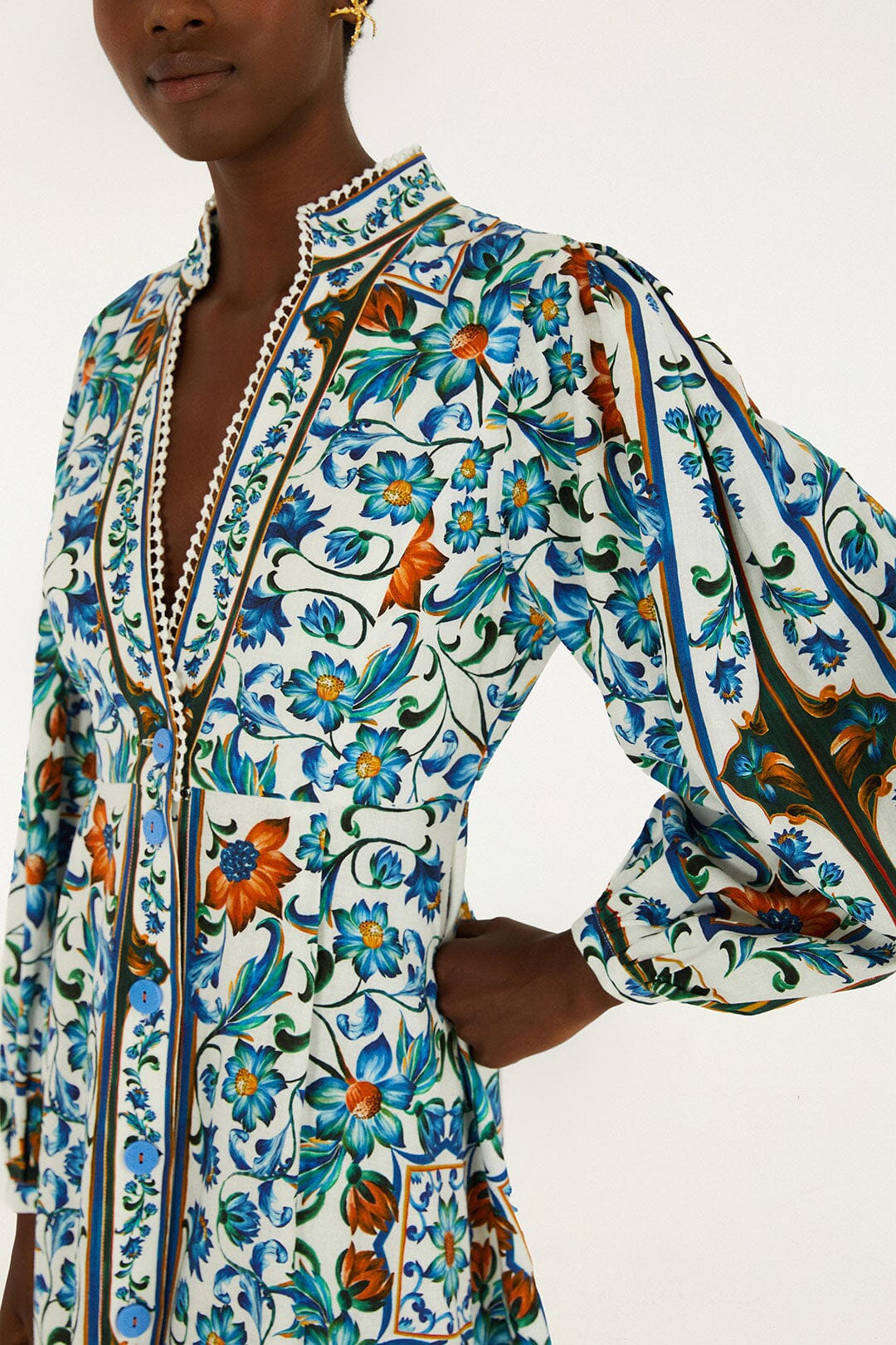 Off-White Flora Tile Lenzing™ Ecovero™ Euroflax™ Maxi Dress | FARM Rio