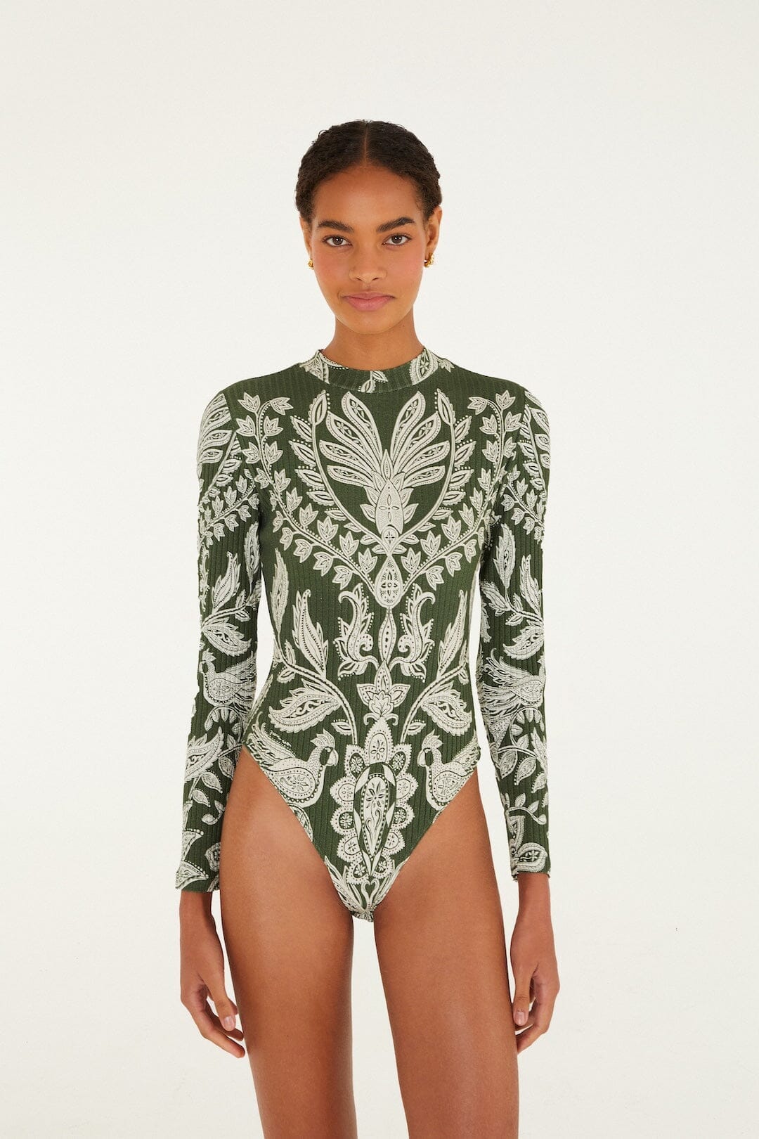 Dark Green Miranda Long Sleeve Bodysuit