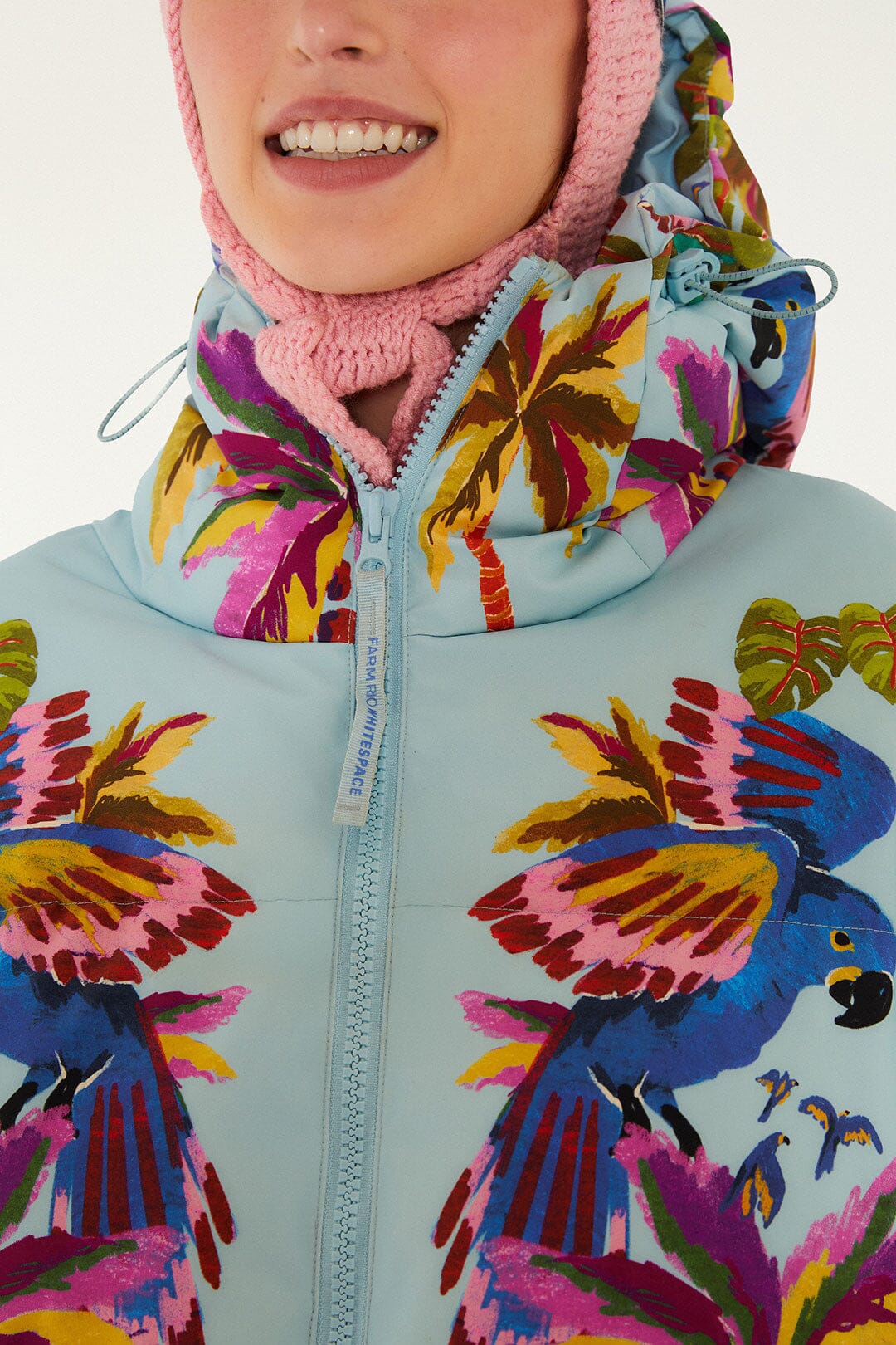 Blue Macaw Puffer Jacket