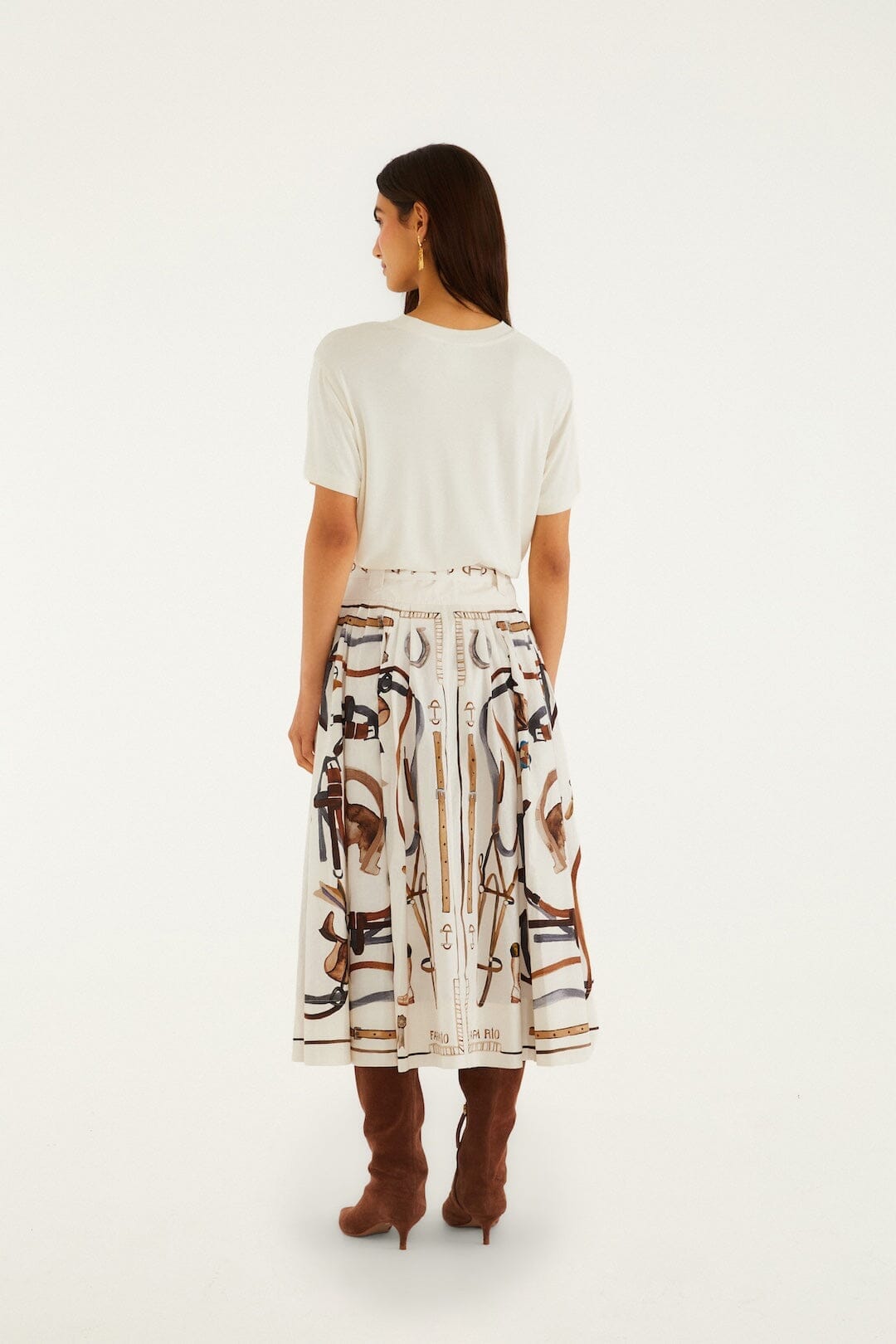 Off-White Equestrian Scarf Belted Midi Skirt