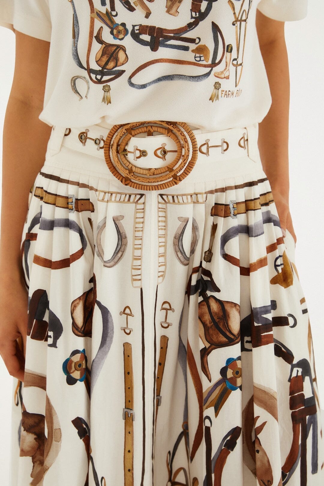 Off-White Equestrian Scarf Belted Midi Skirt