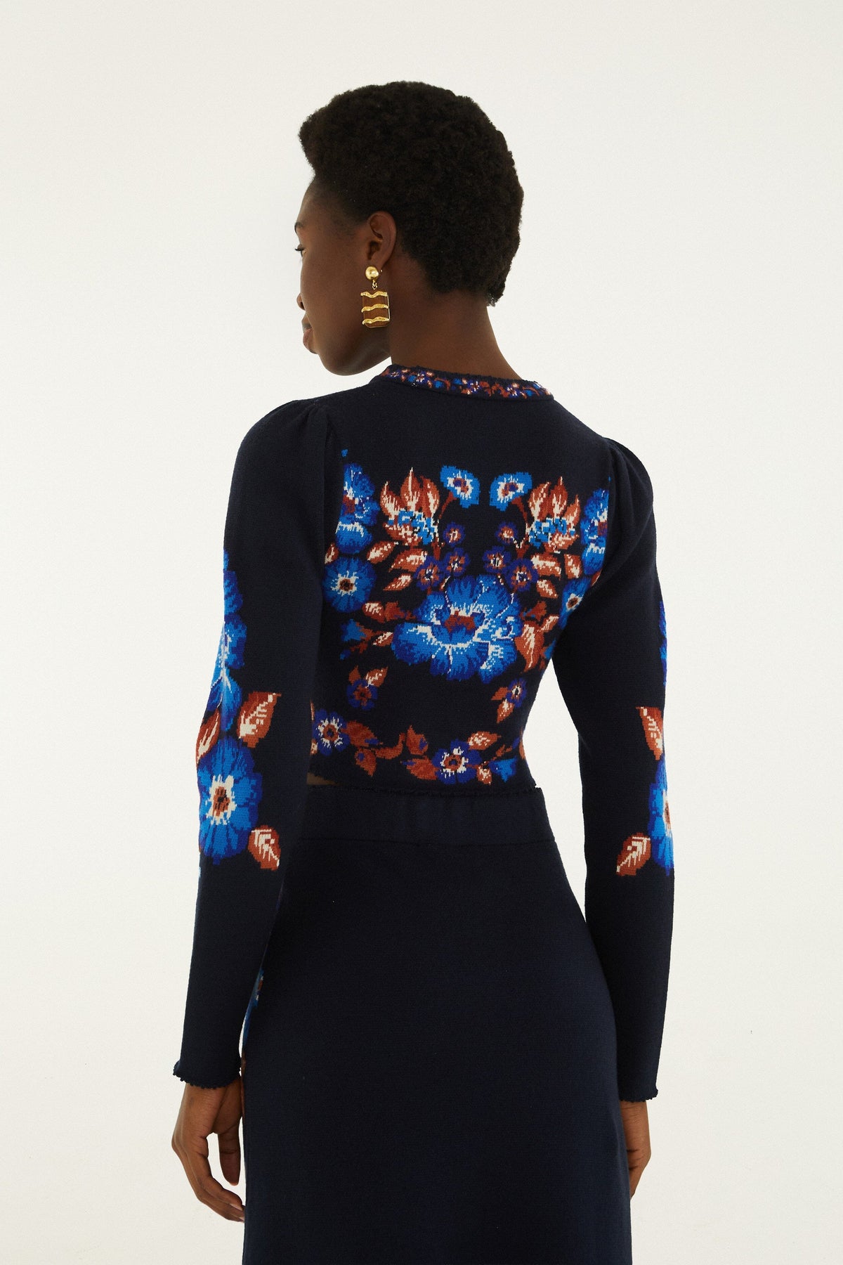 Bow Garden Long Sleeve Knit Crop Top