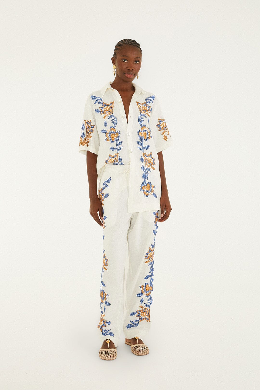 Mica Embroidered Lenzing Ecovero Euroflax Pants