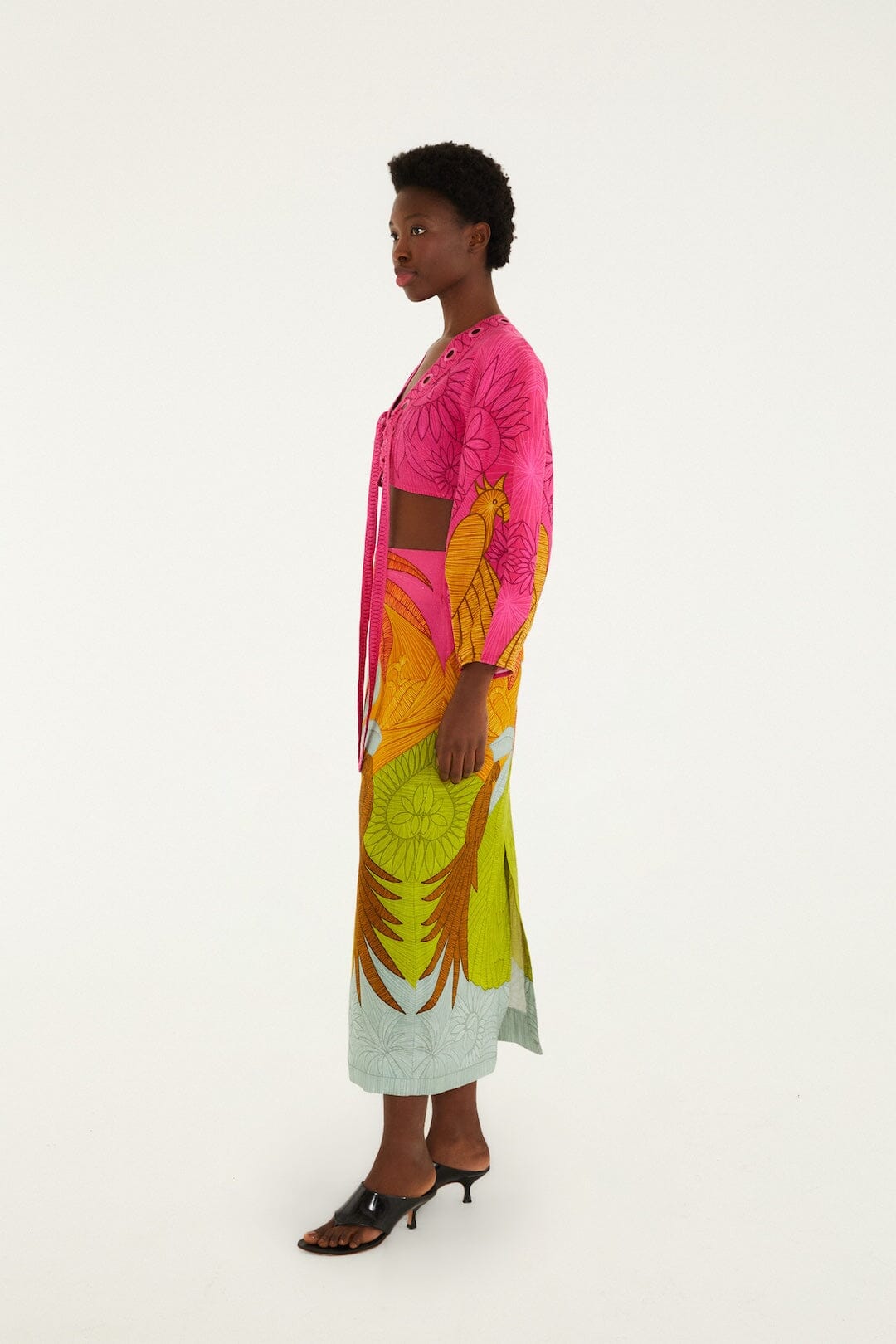 Multicolor Usiacuri Euroflax Premium Linen Midi Skirt