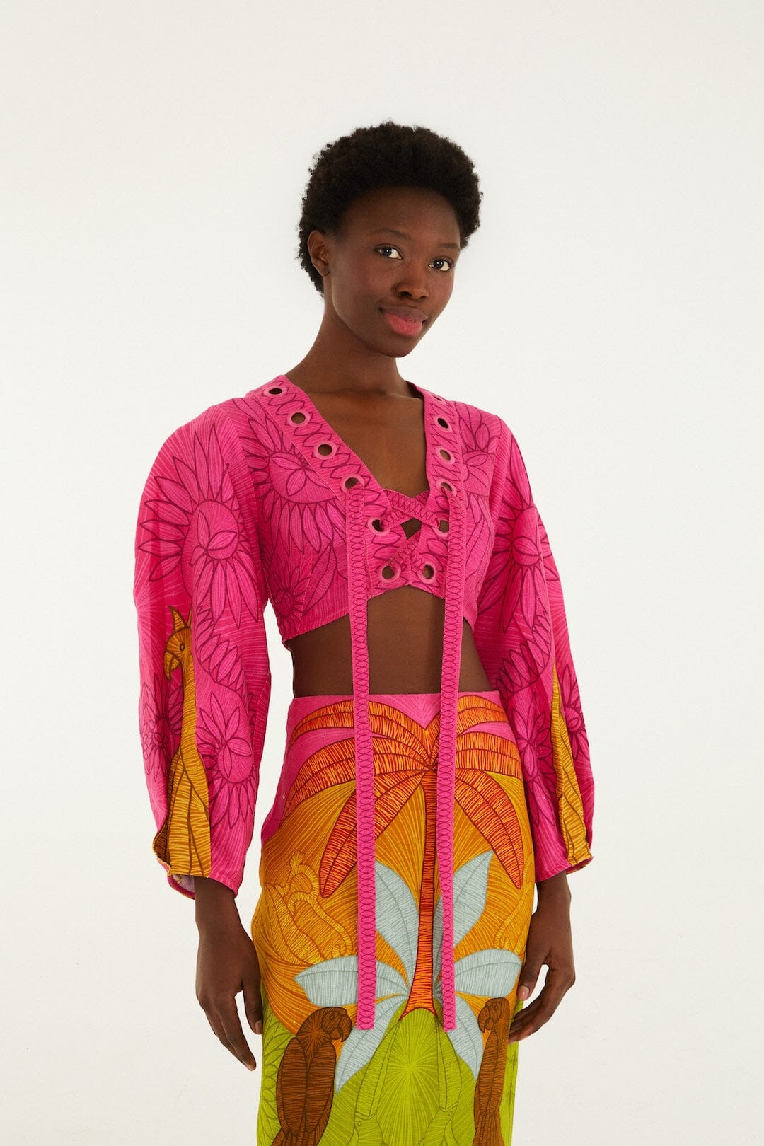 Multicolor Usiacuri Euroflax Premium Linen Eyelet Blouse