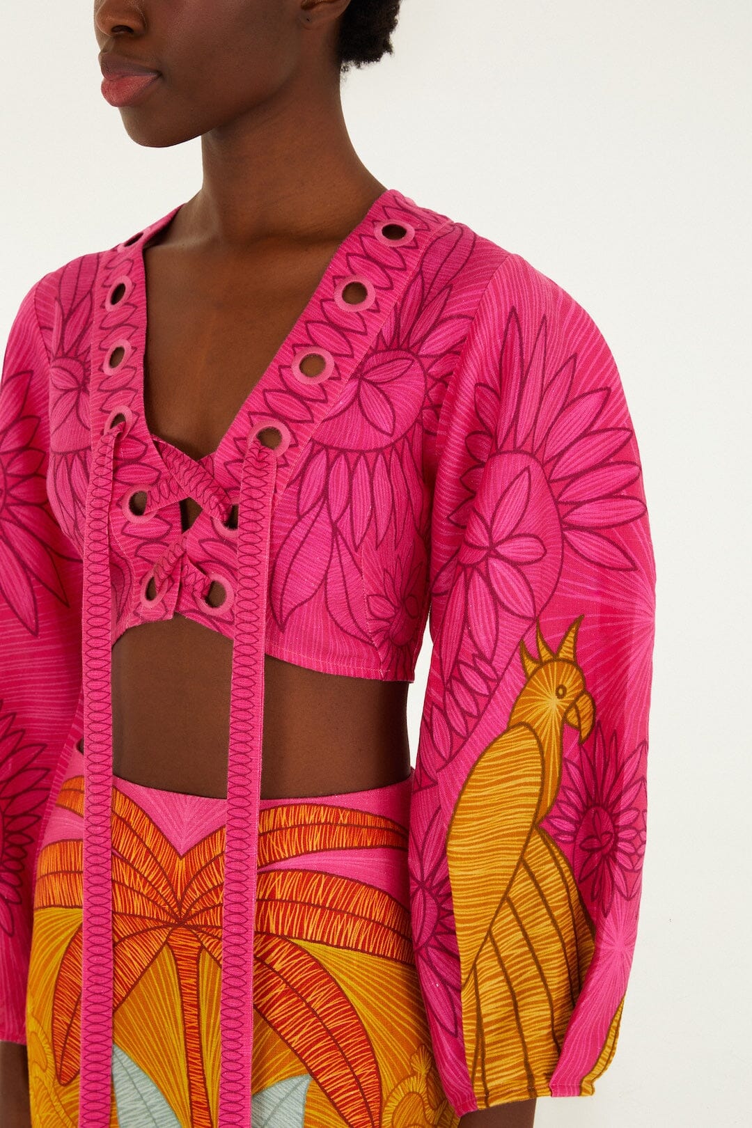 Multicolor Usiacuri Euroflax Premium Linen Eyelet Blouse