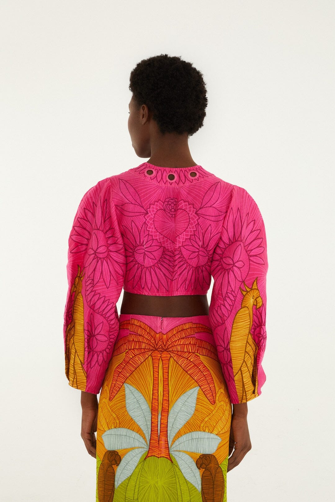 Multicolor Usiacuri Euroflax Premium Linen Eyelet Blouse