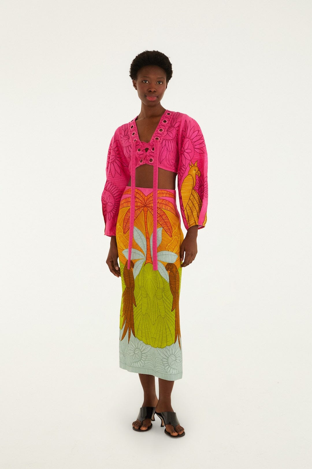 Multicolor Usiacuri Euroflax Premium Linen Eyelet Blouse