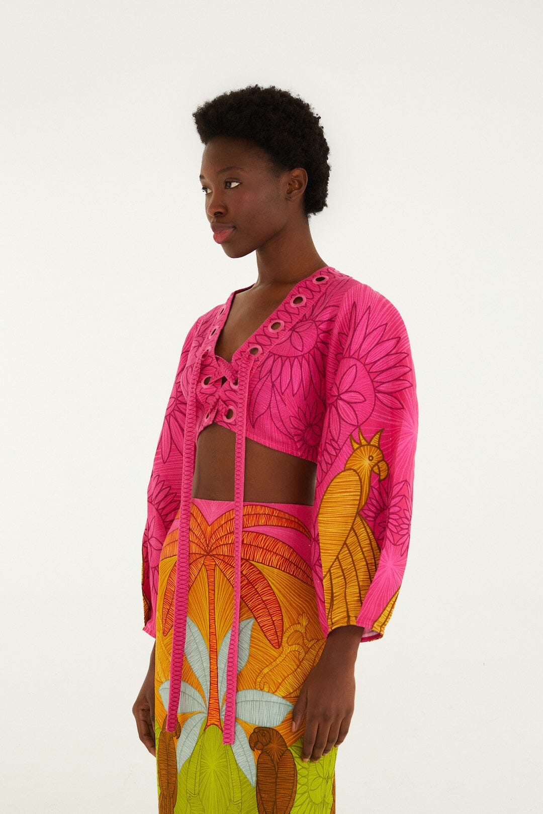 Multicolor Usiacuri Euroflax Premium Linen Eyelet Blouse