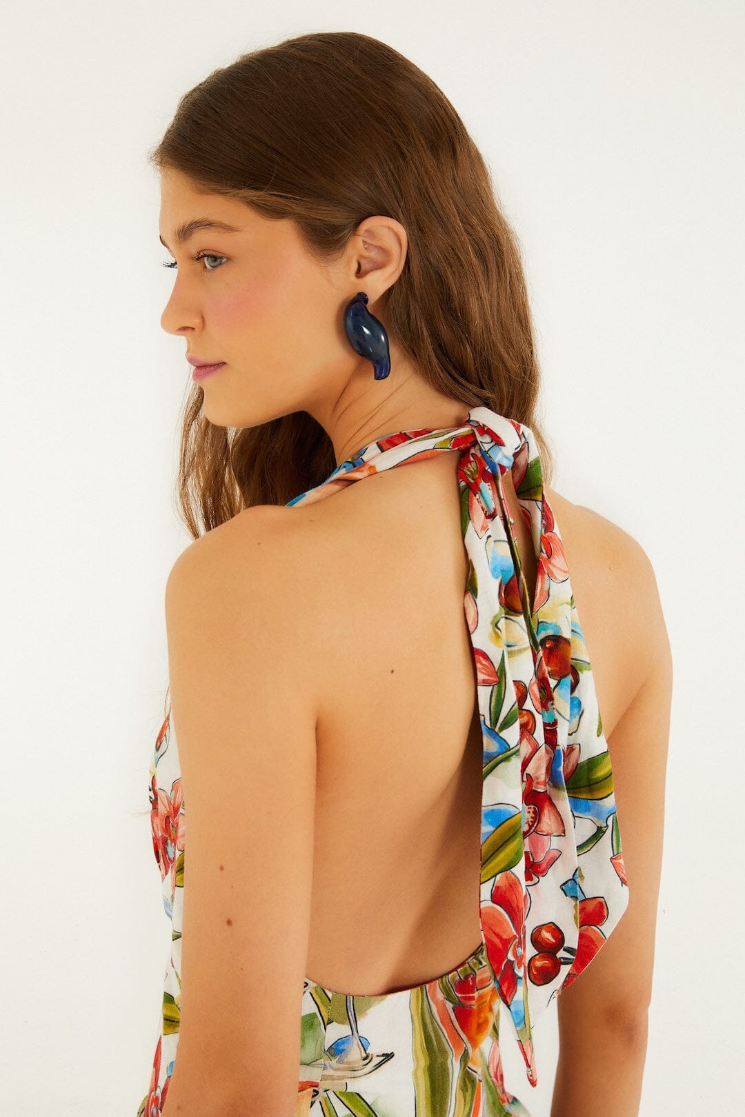 Off-White Cocktail Lenzing Ecovero Euroflax Maxi Dress