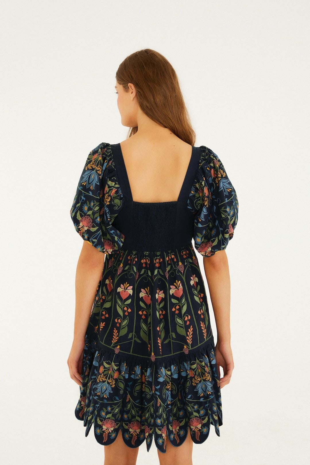 Navy Blue Stitched Garden Mini Dress