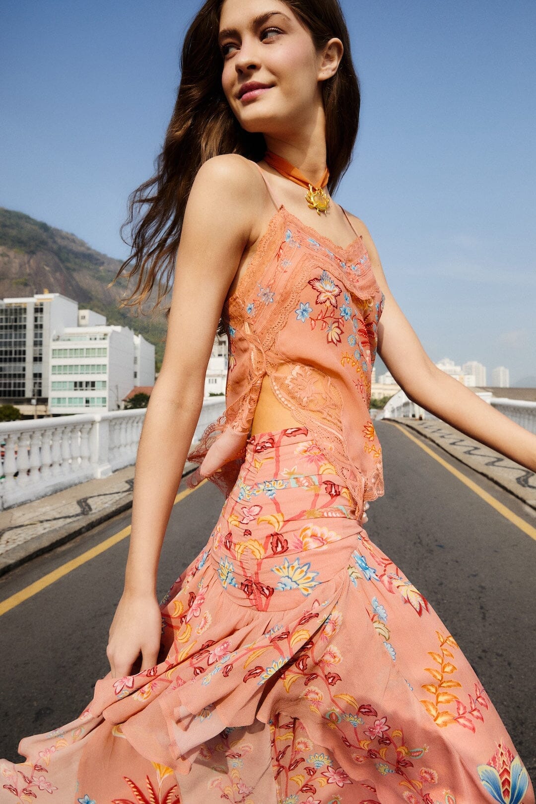 Mocha Boho Enhance Lace Blouse