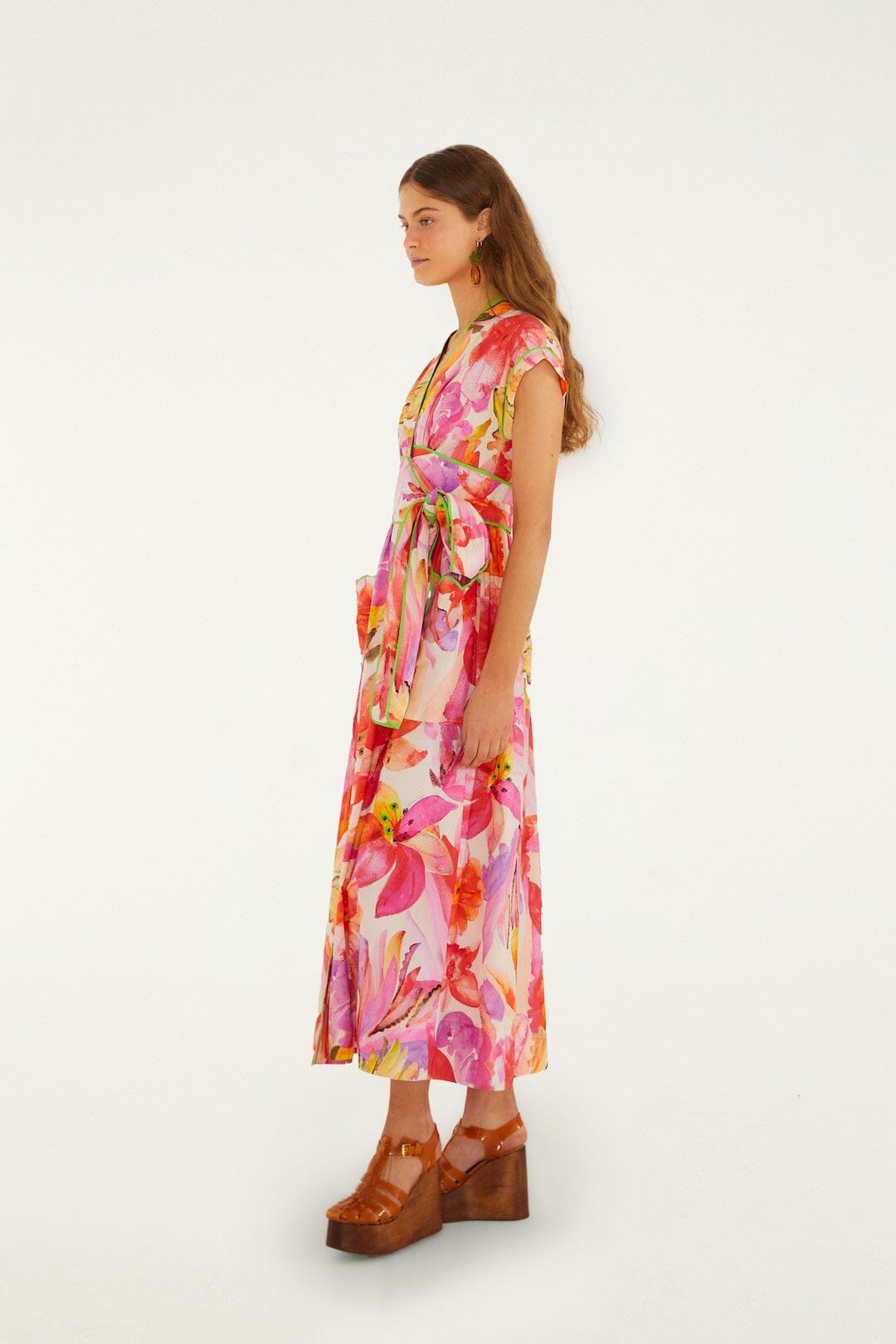 Multicolor Artsy Flora Belted Maxi Dress