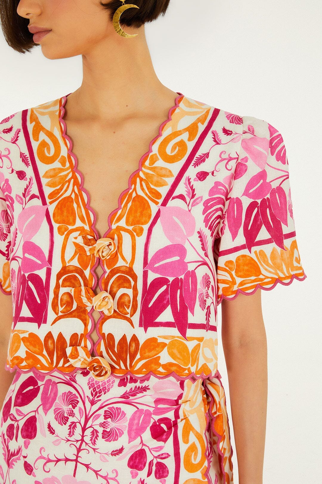 Off-White Santorini Short Sleeve Euroflax Premium Linen Top