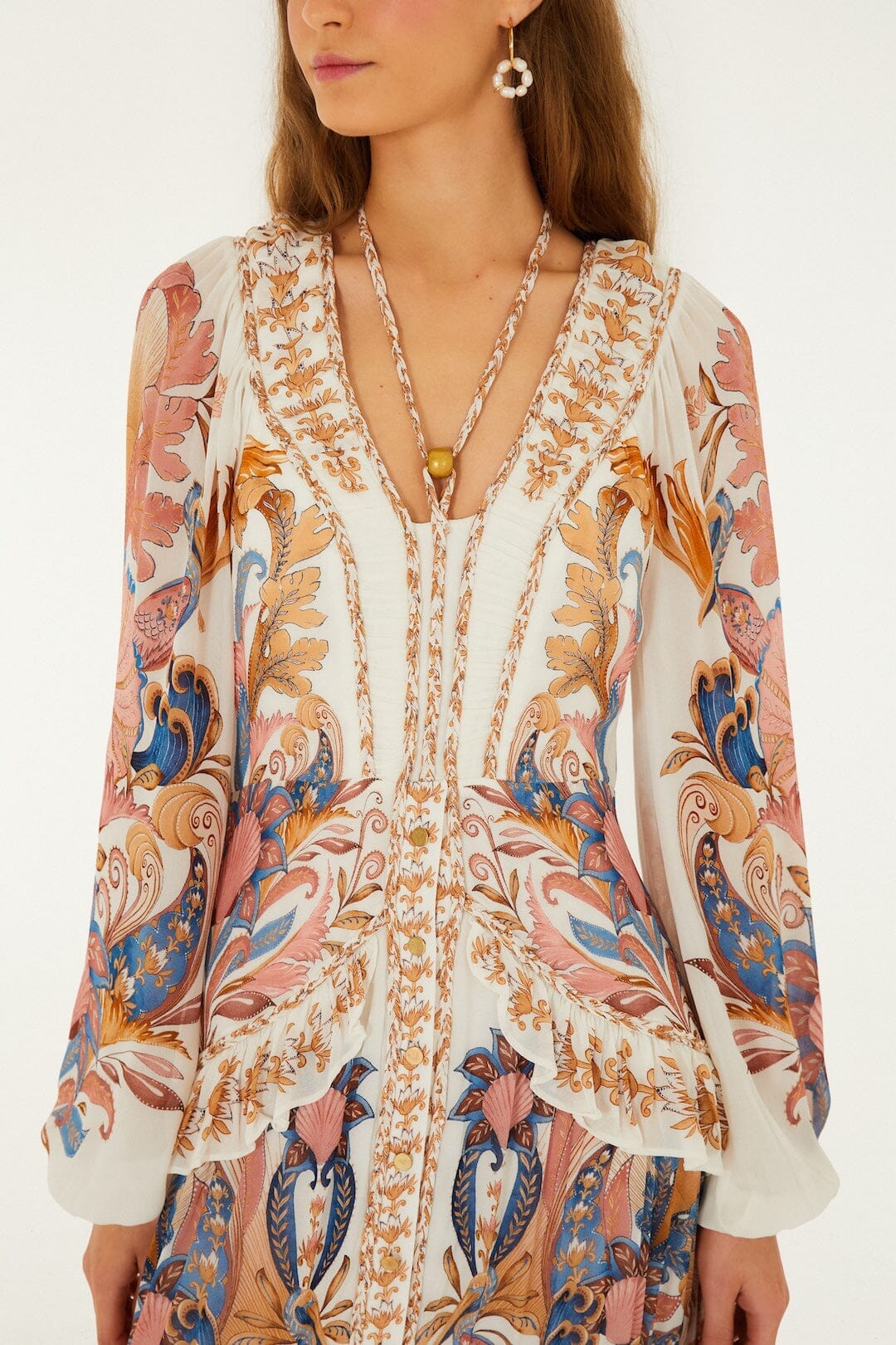 Off-White Sea Garden Ruffled Maxi Dress