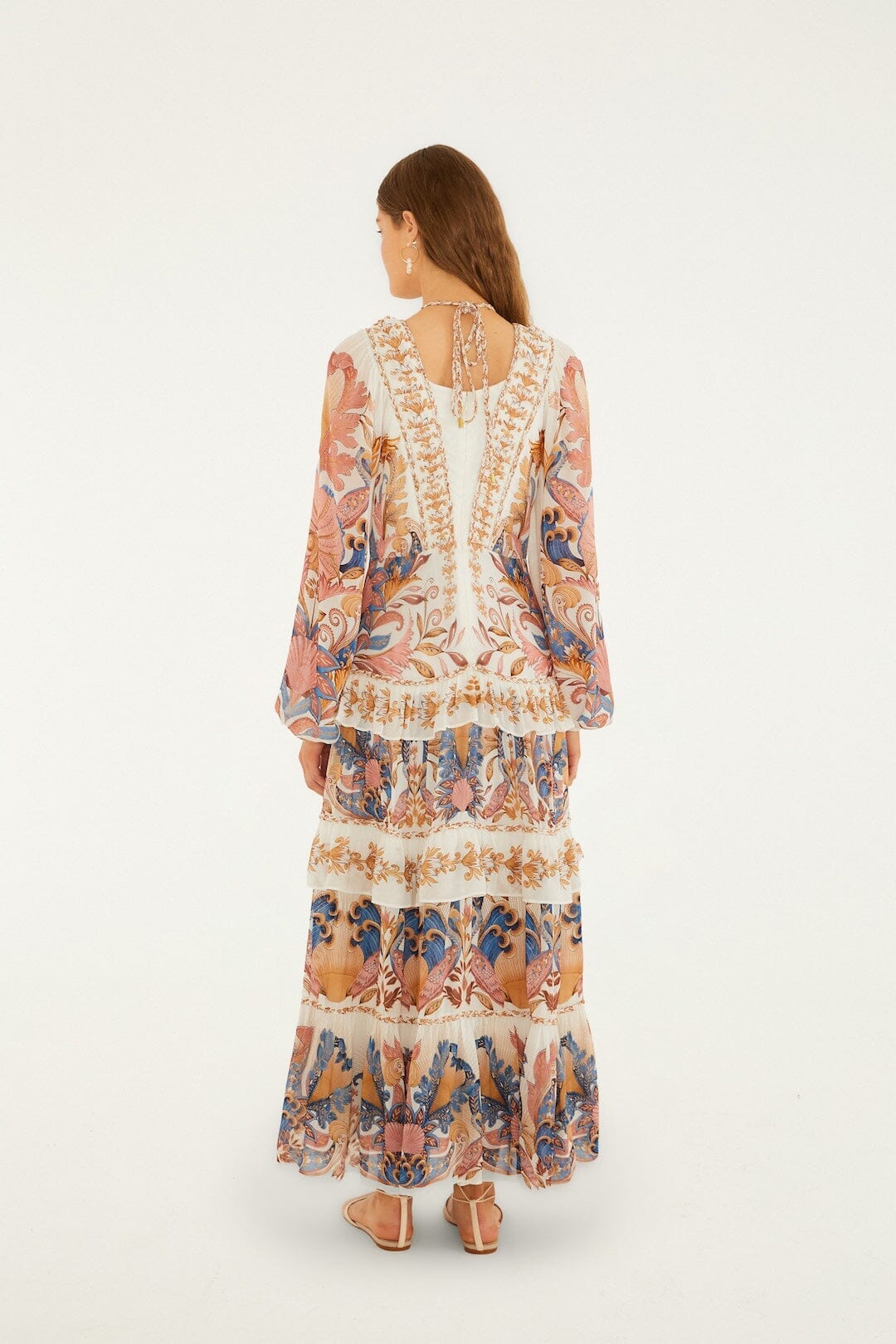Off-White Sea Garden Ruffled Maxi Dress