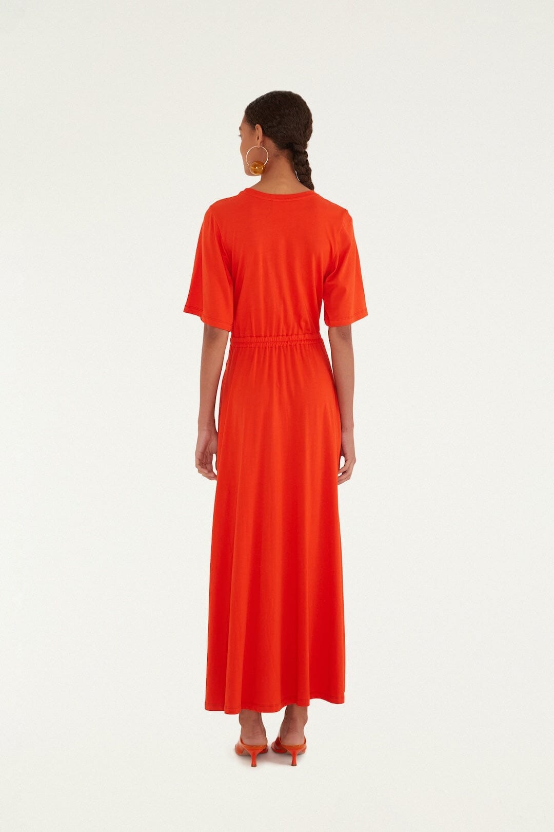 Red Artsy Flora Cut-Out Organic Cotton Maxi Dress