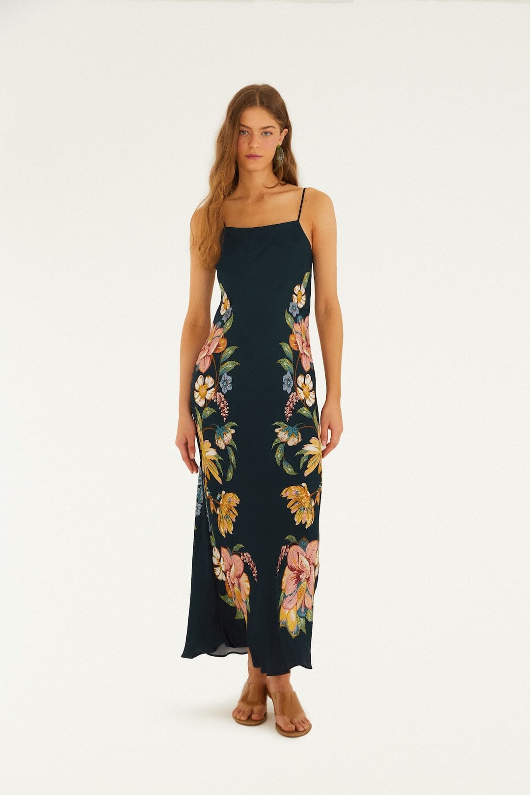 Dark Blue Maira Floral Lenzing Ecovero Viscose Maxi Dress