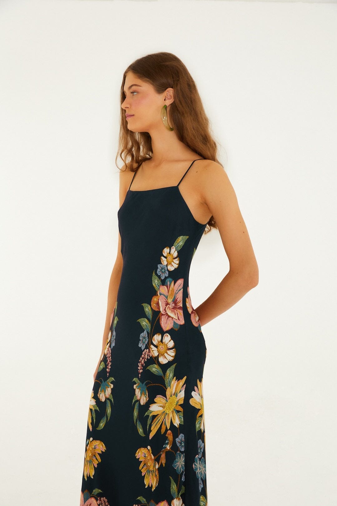 Dark Blue Maira Floral Lenzing Ecovero Viscose Maxi Dress
