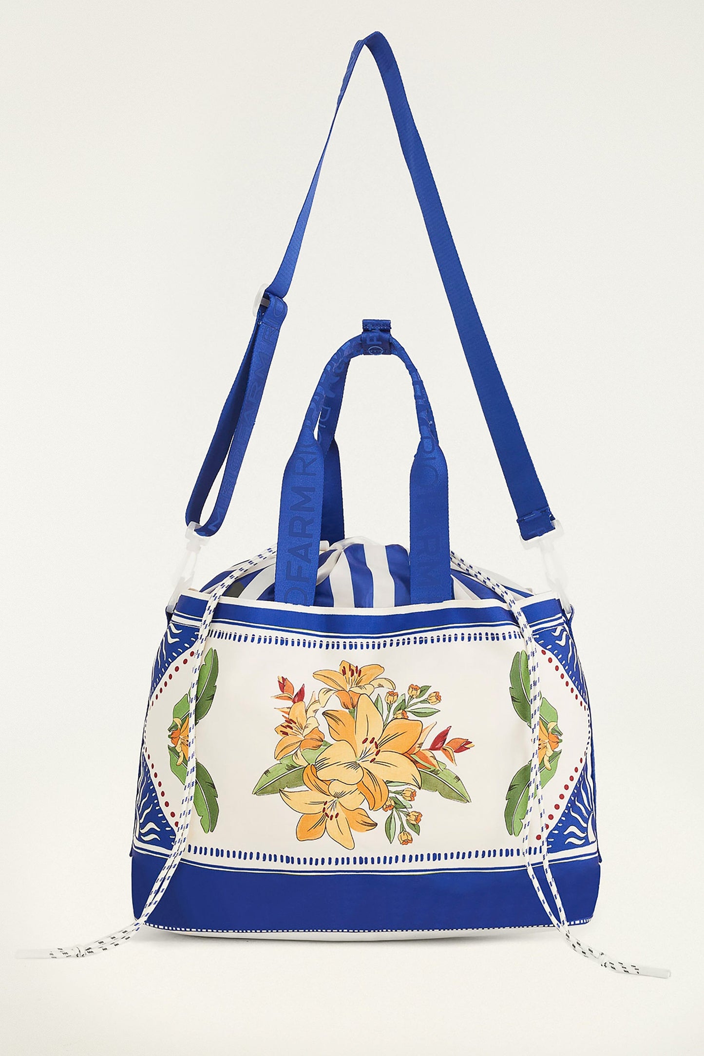 Blue Carioca Tropical Destiny Drawstring Tote Bag