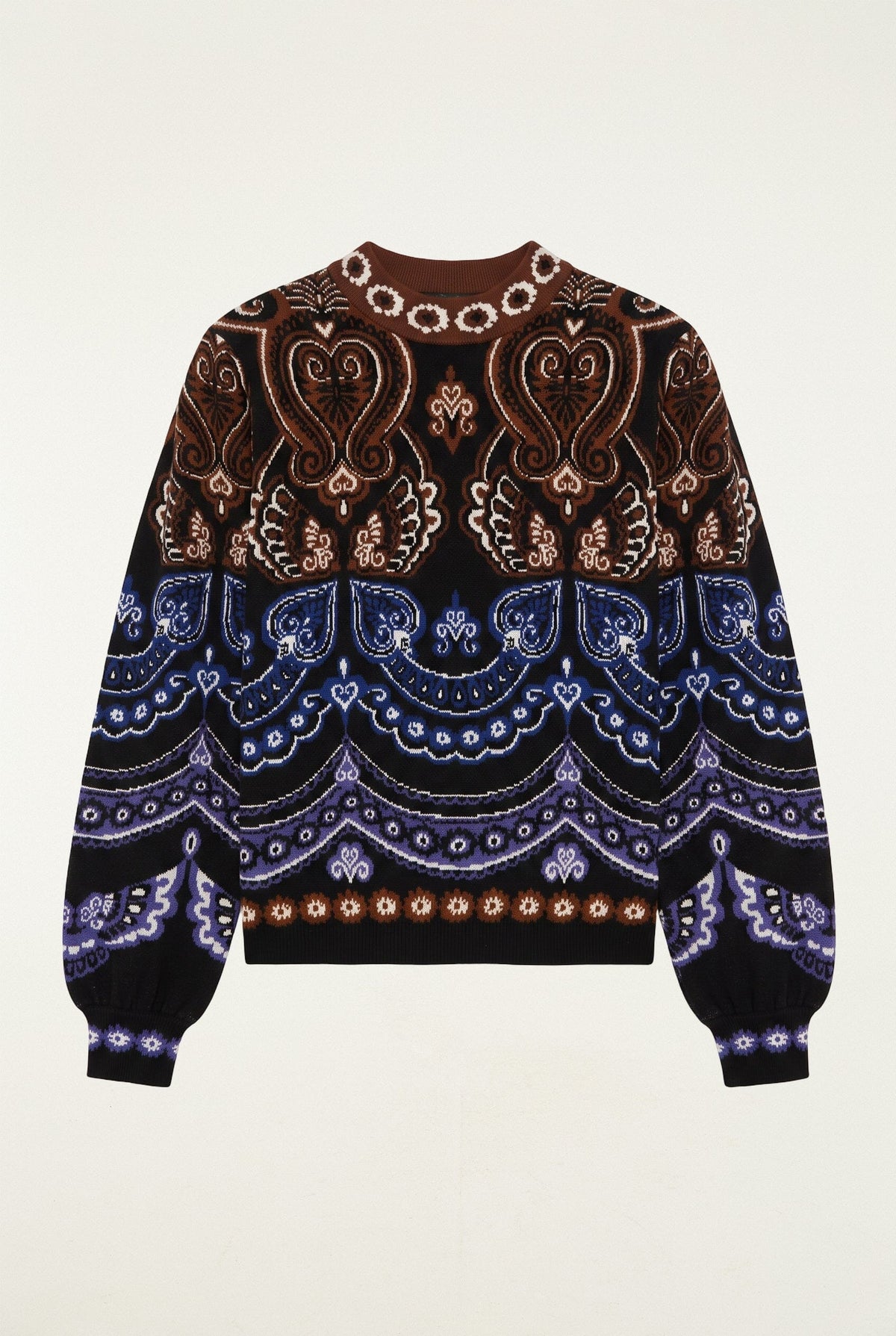 Nicole Scarf Puff Sleeve Knit Sweater