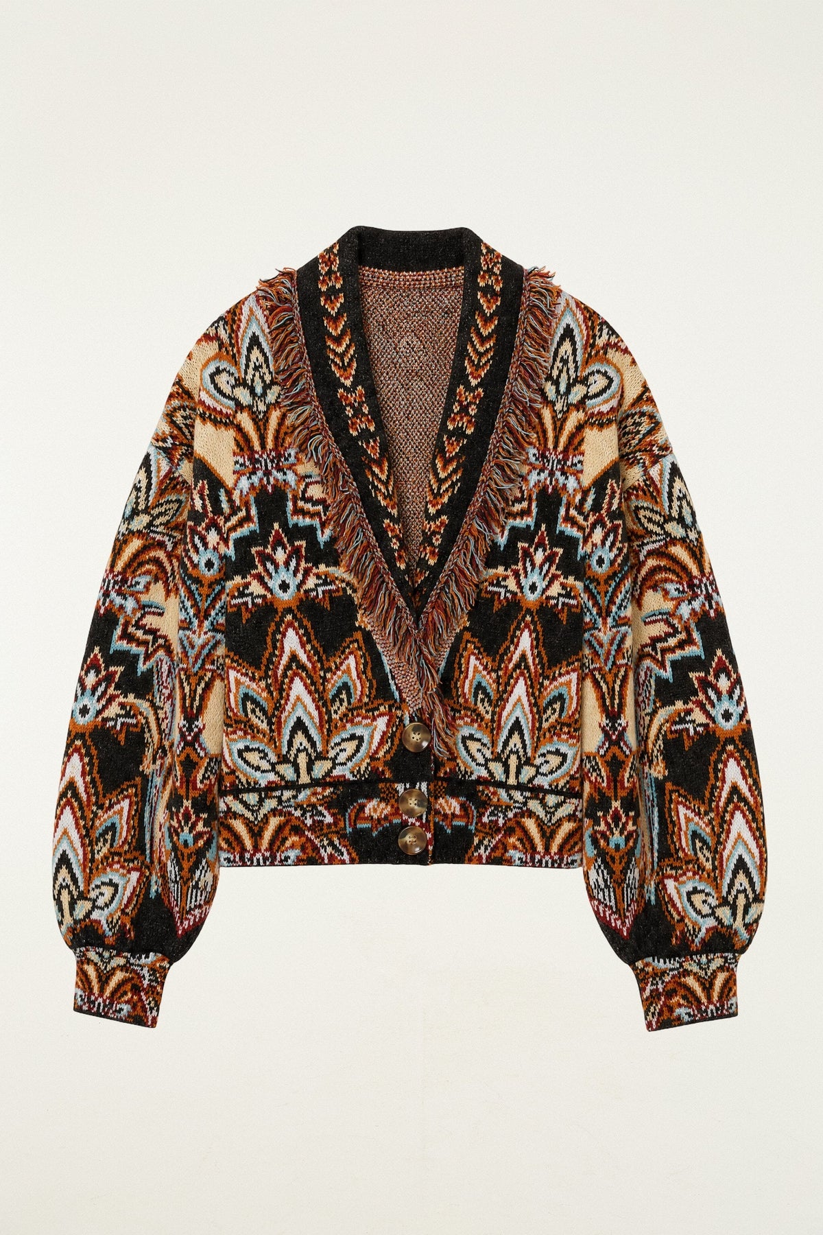 Tapestry Dream Fringe Knit Cardigan