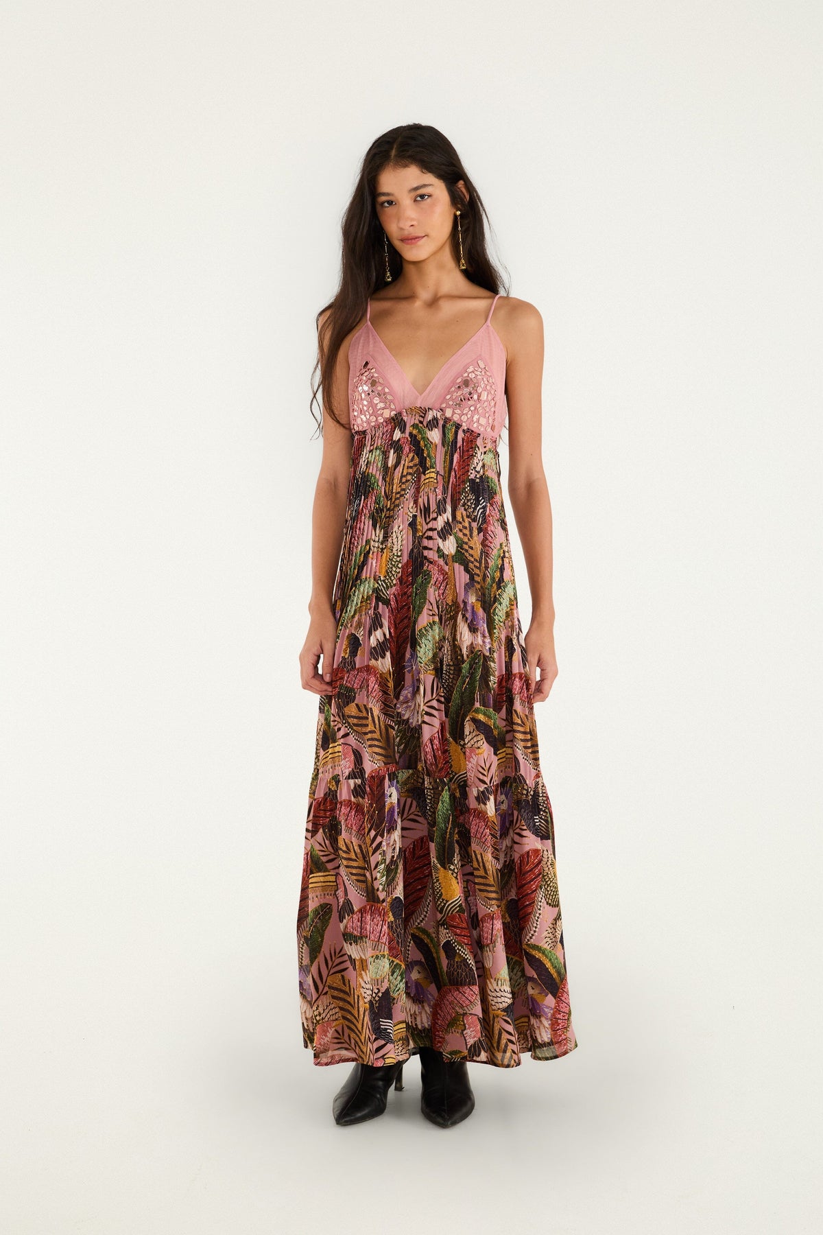 Birds Blush Sequins Sleeveless Maxi Dress