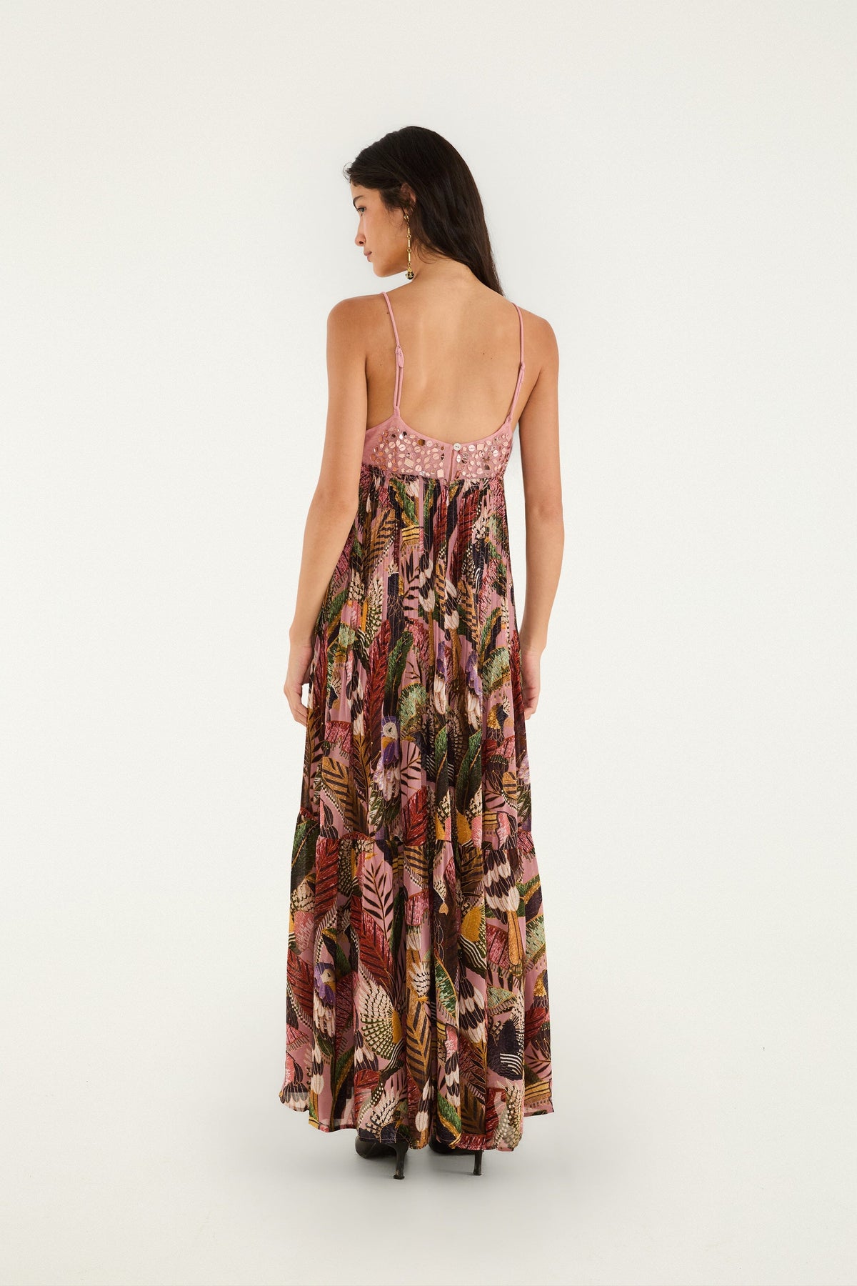 Birds Blush Sequins Sleeveless Maxi Dress