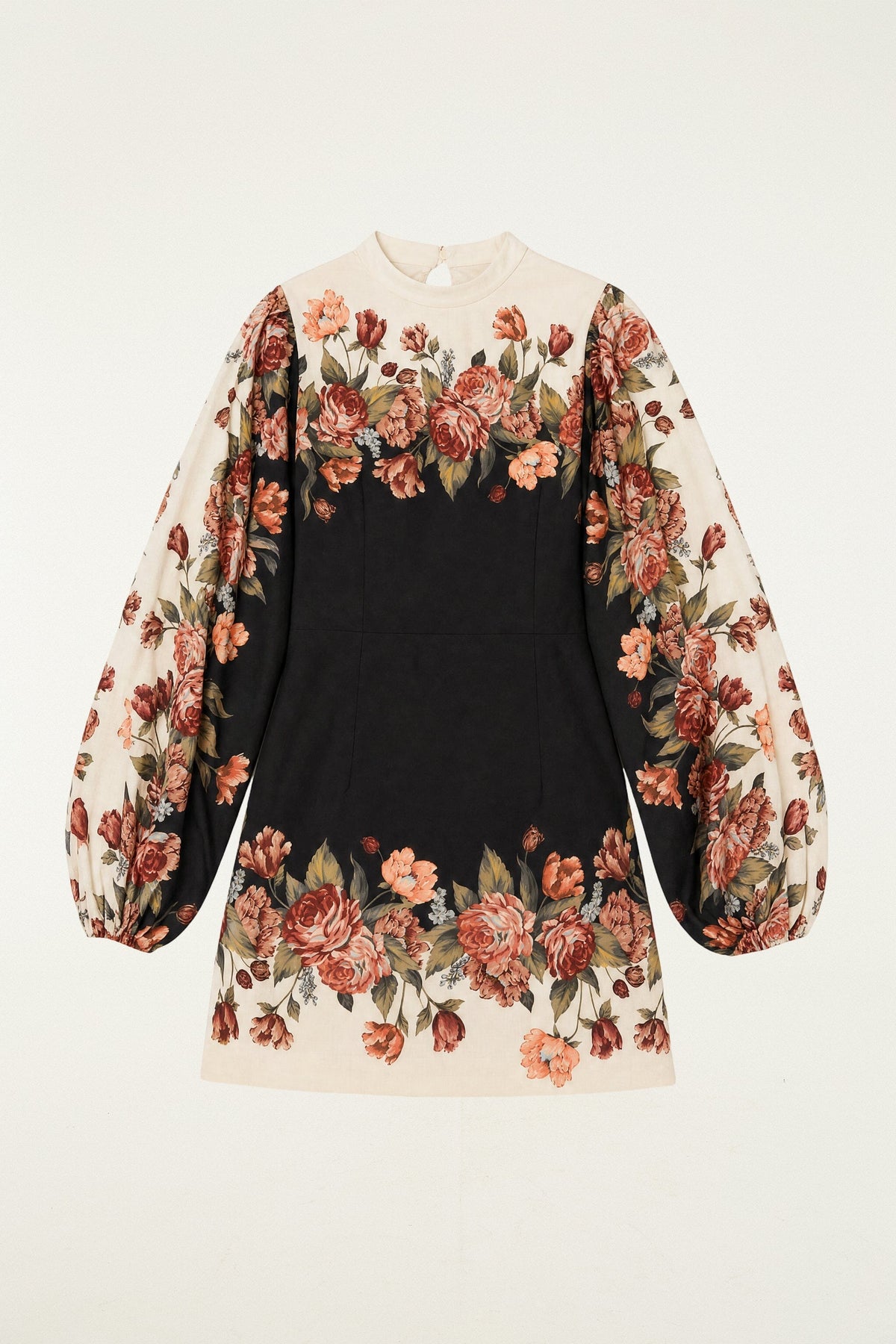 Winter Floral Long Sleeve Mini Dress
