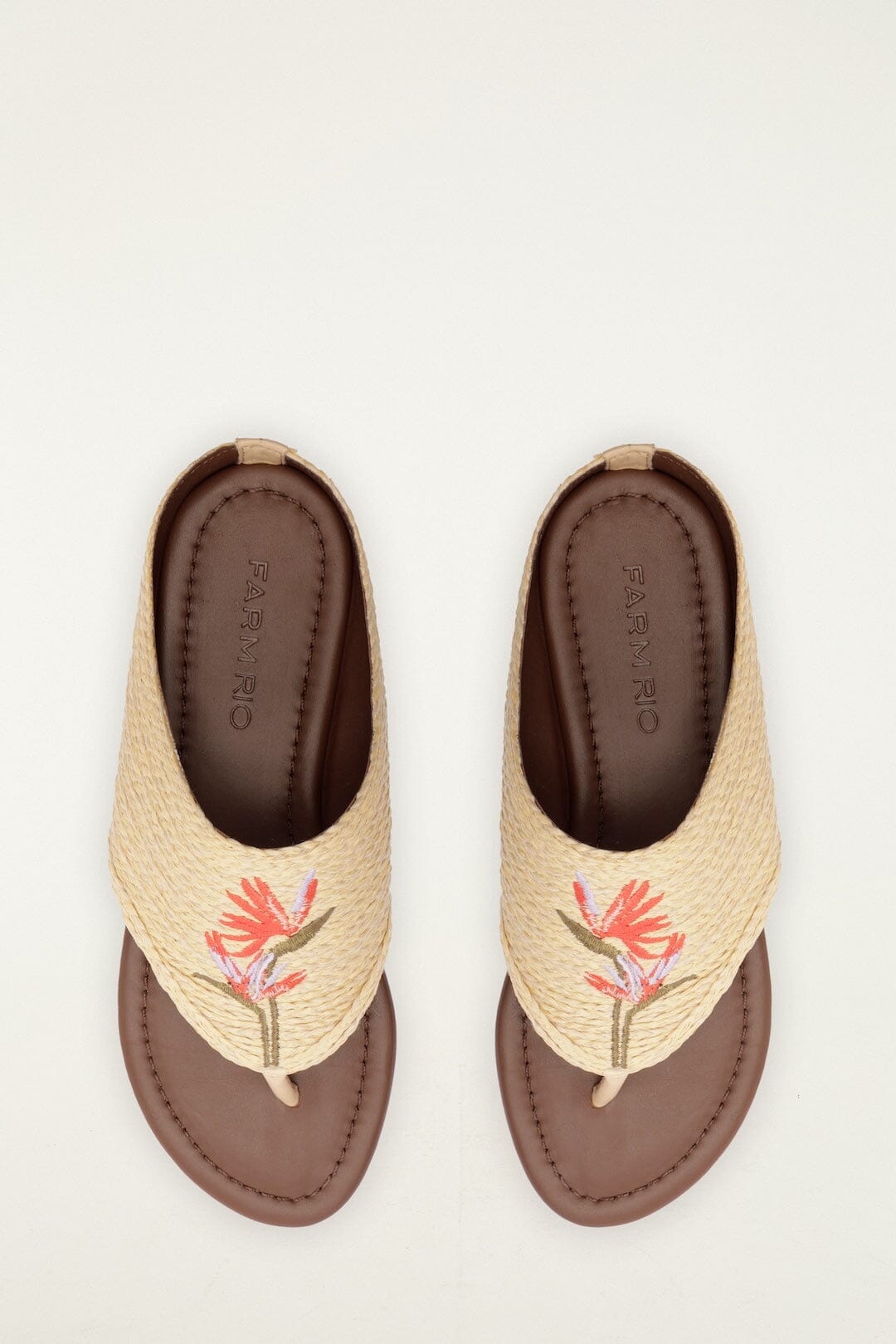 Raffia Embroidered Icons Flat Sandal