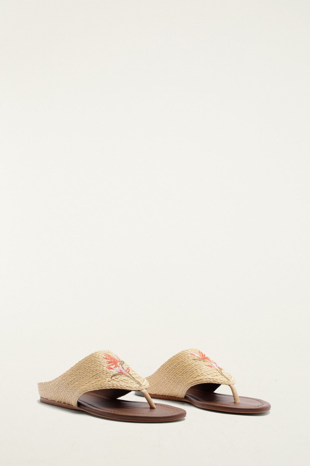 Raffia Embroidered Icons Flat Sandal