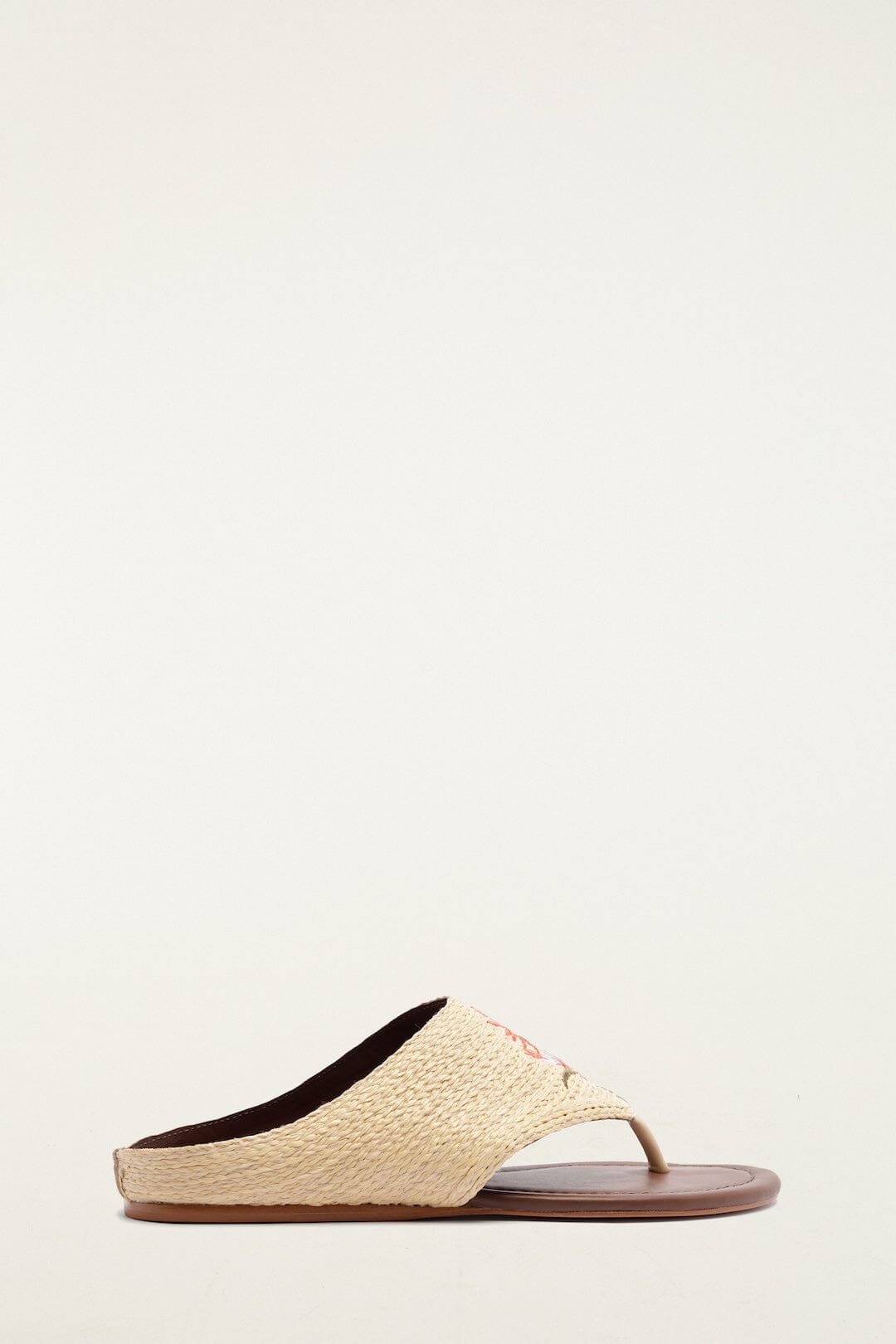 Raffia Embroidered Icons Flat Sandal