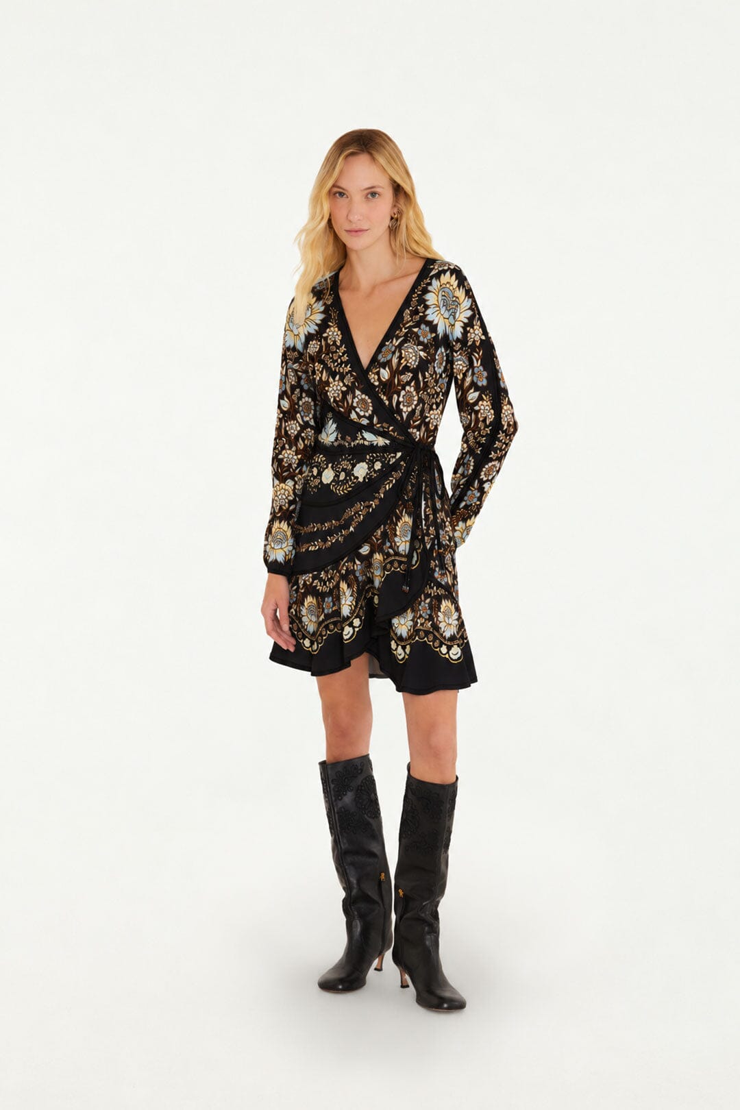 Daniela Long Sleeve Wrap Mini Dress