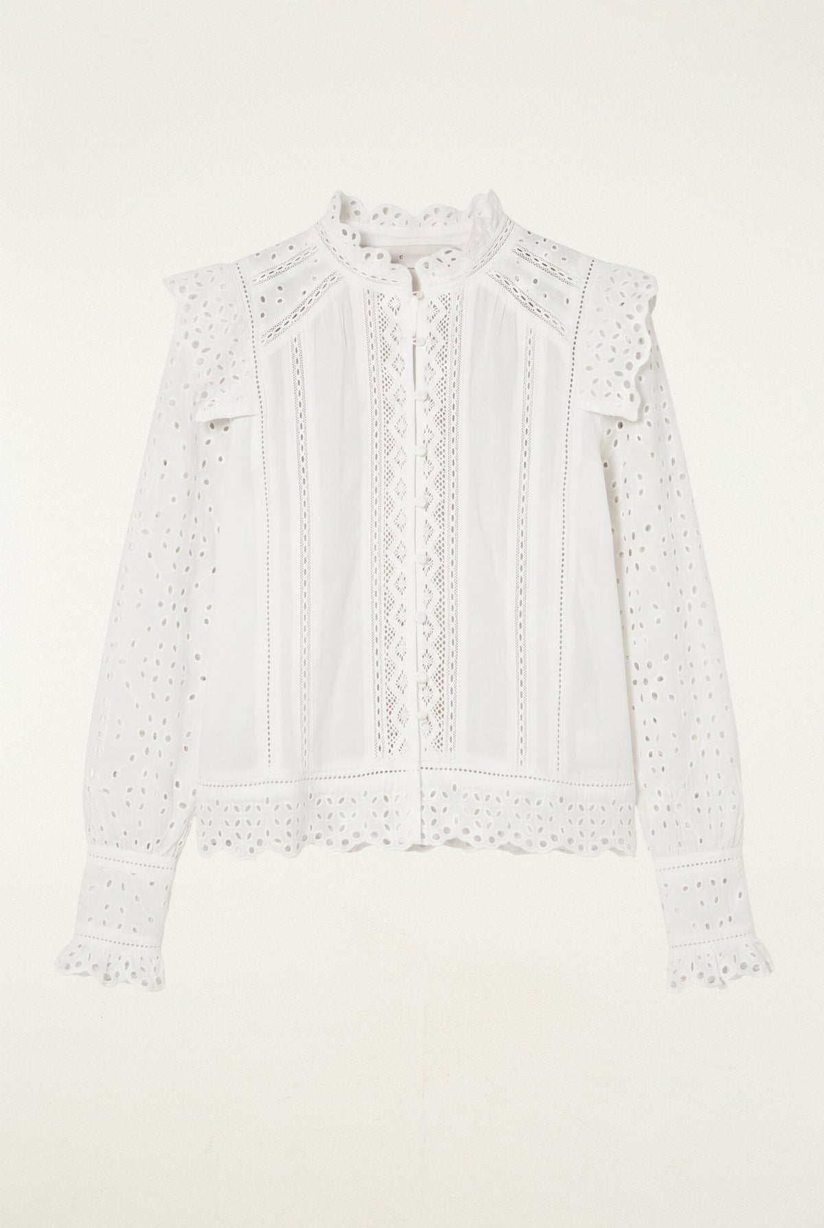 Eyelet Long Sleeve Blouse