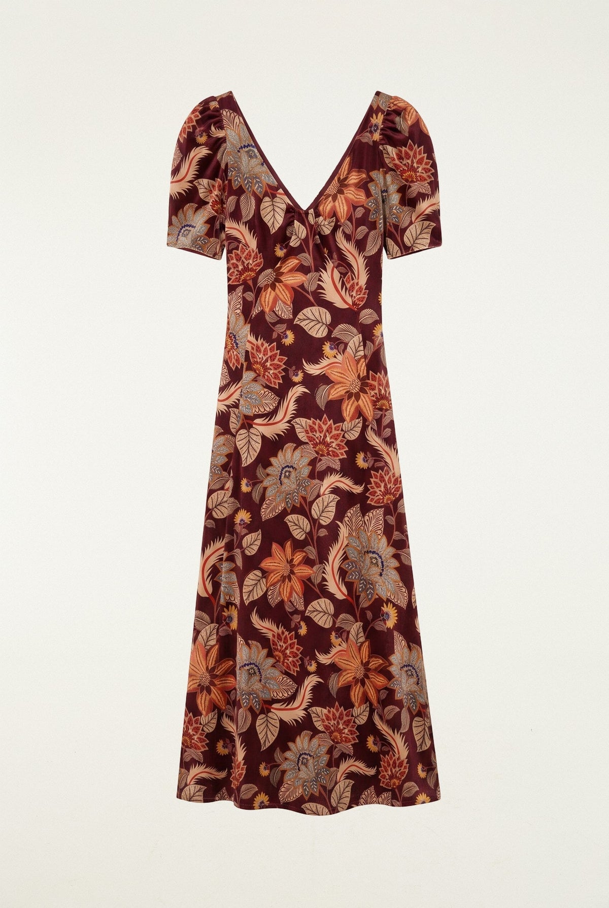 Delhi Floral Short Sleeve Velvet Maxi Dress