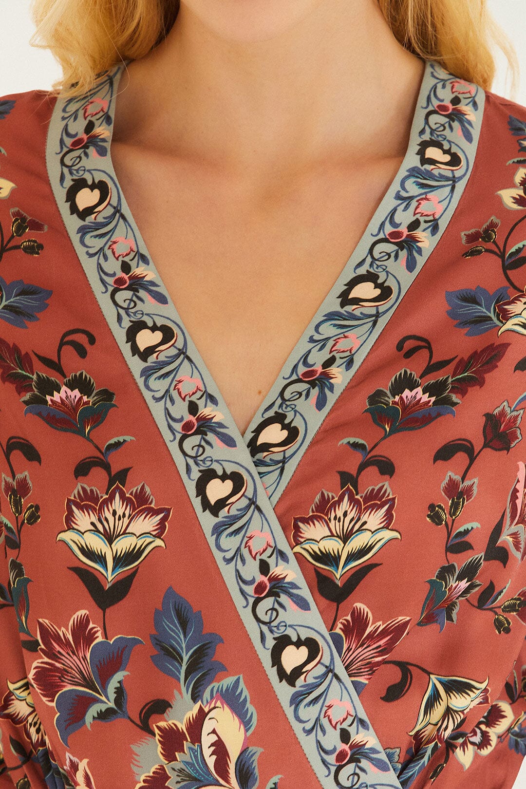 Floral Beauty Tapestry Wrap Mini Dress