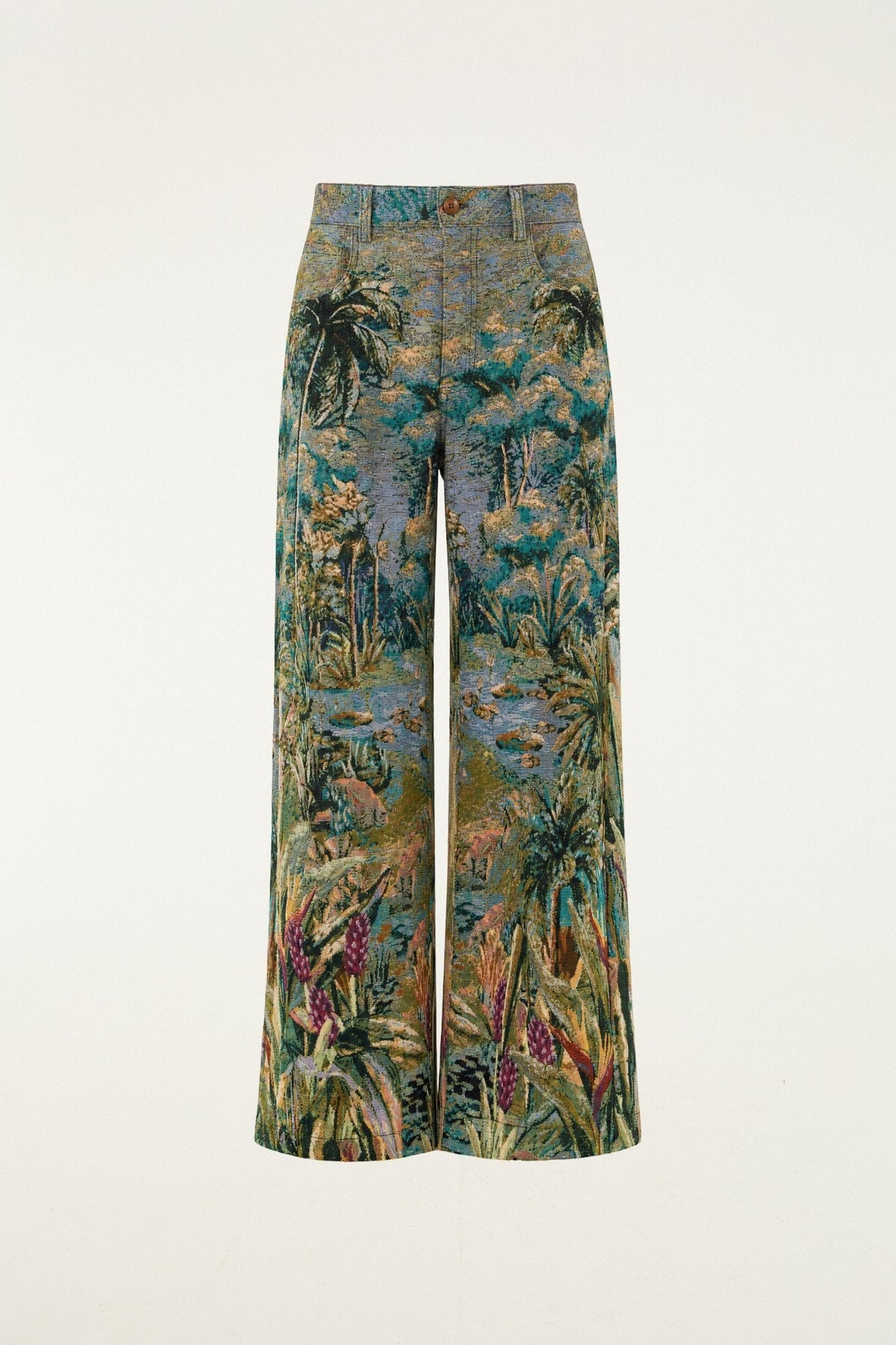 Petricor Jacquard Wide-Leg Denim Trousers