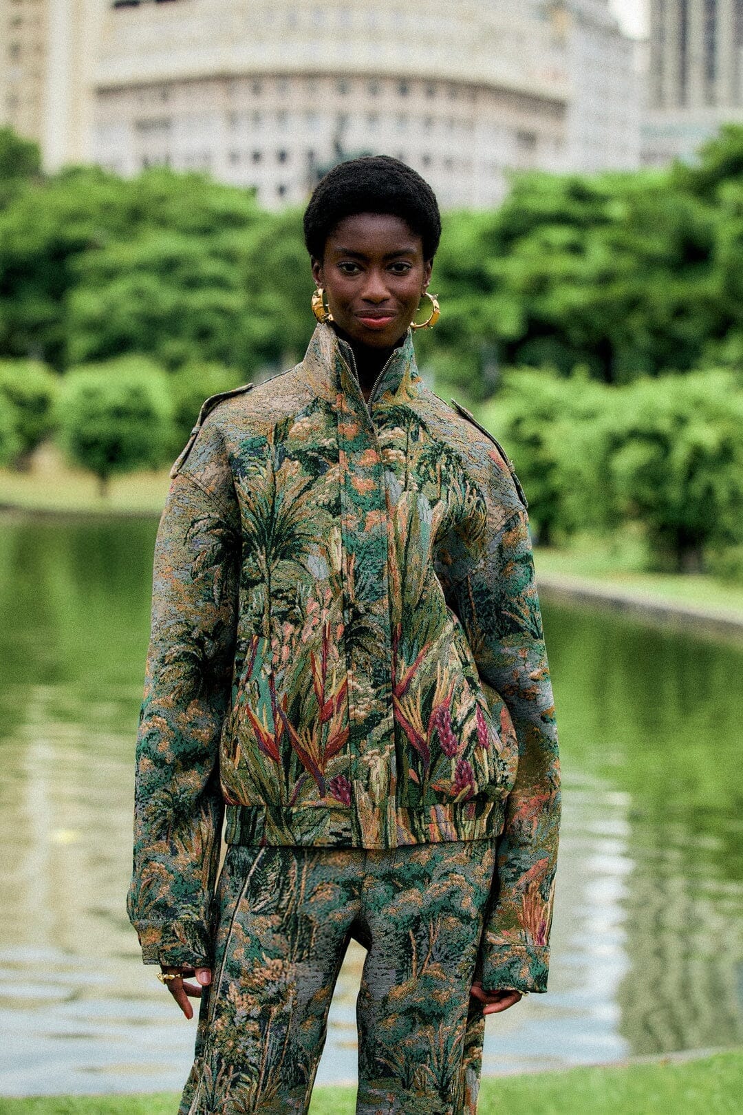 Petricor High Neck Jacquard Jacket