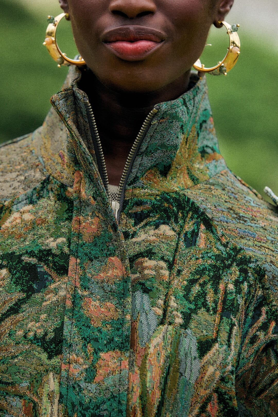 Petricor High Neck Jacquard Jacket