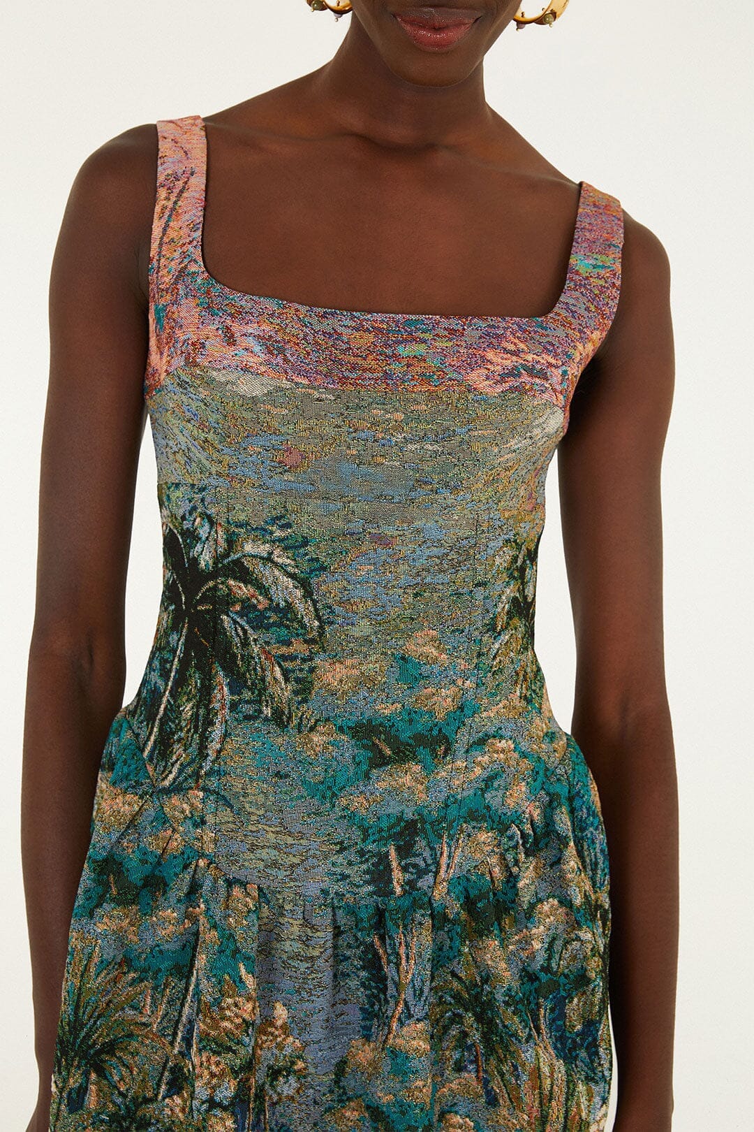 Petricor Jacquard Sleveless Maxi Dress