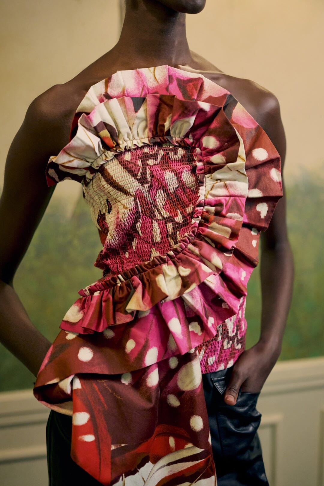 Borbofly Ruched Smocked Strapless Top